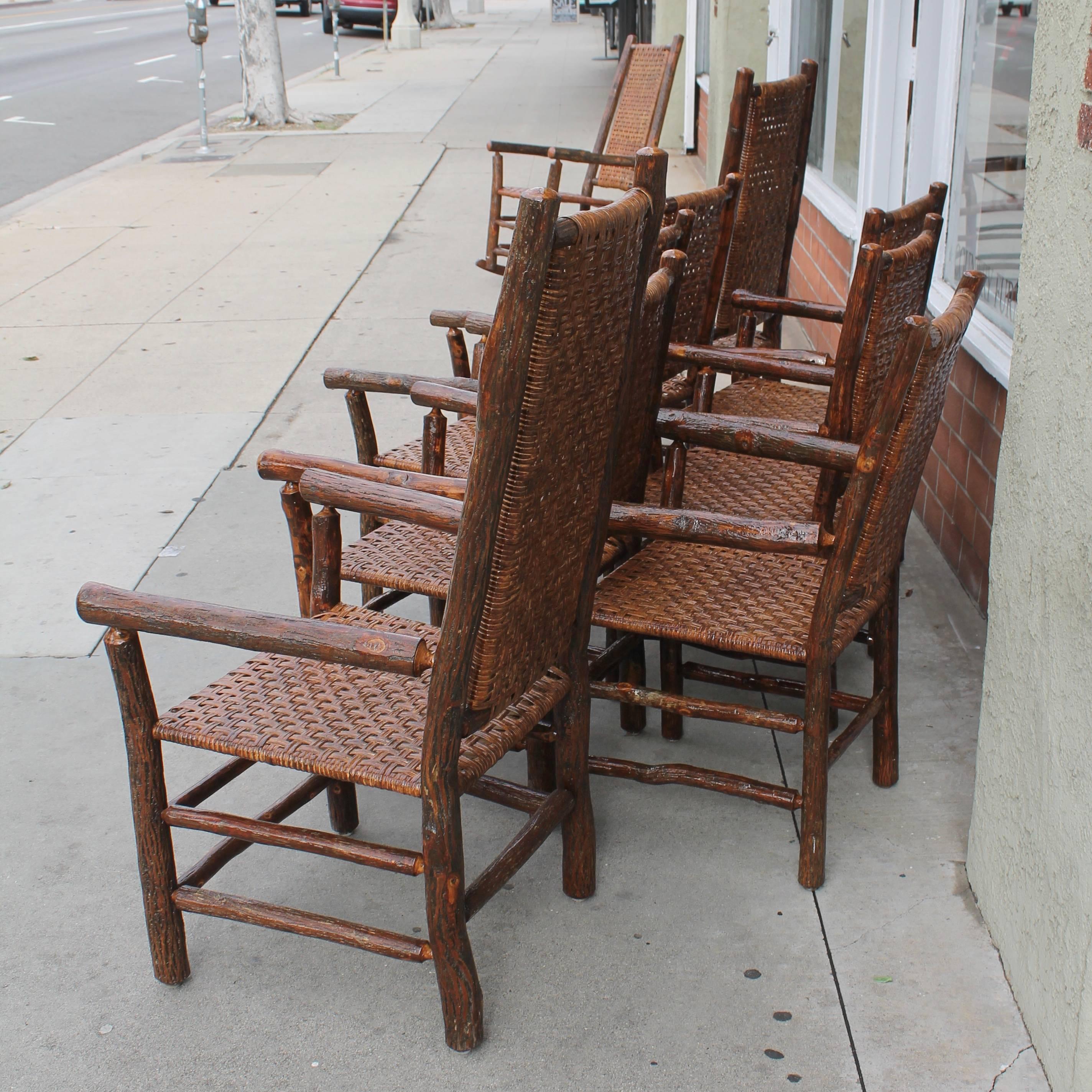 Mid-20th Century Set of Eight Signed Old Hickory Dinning Chairs