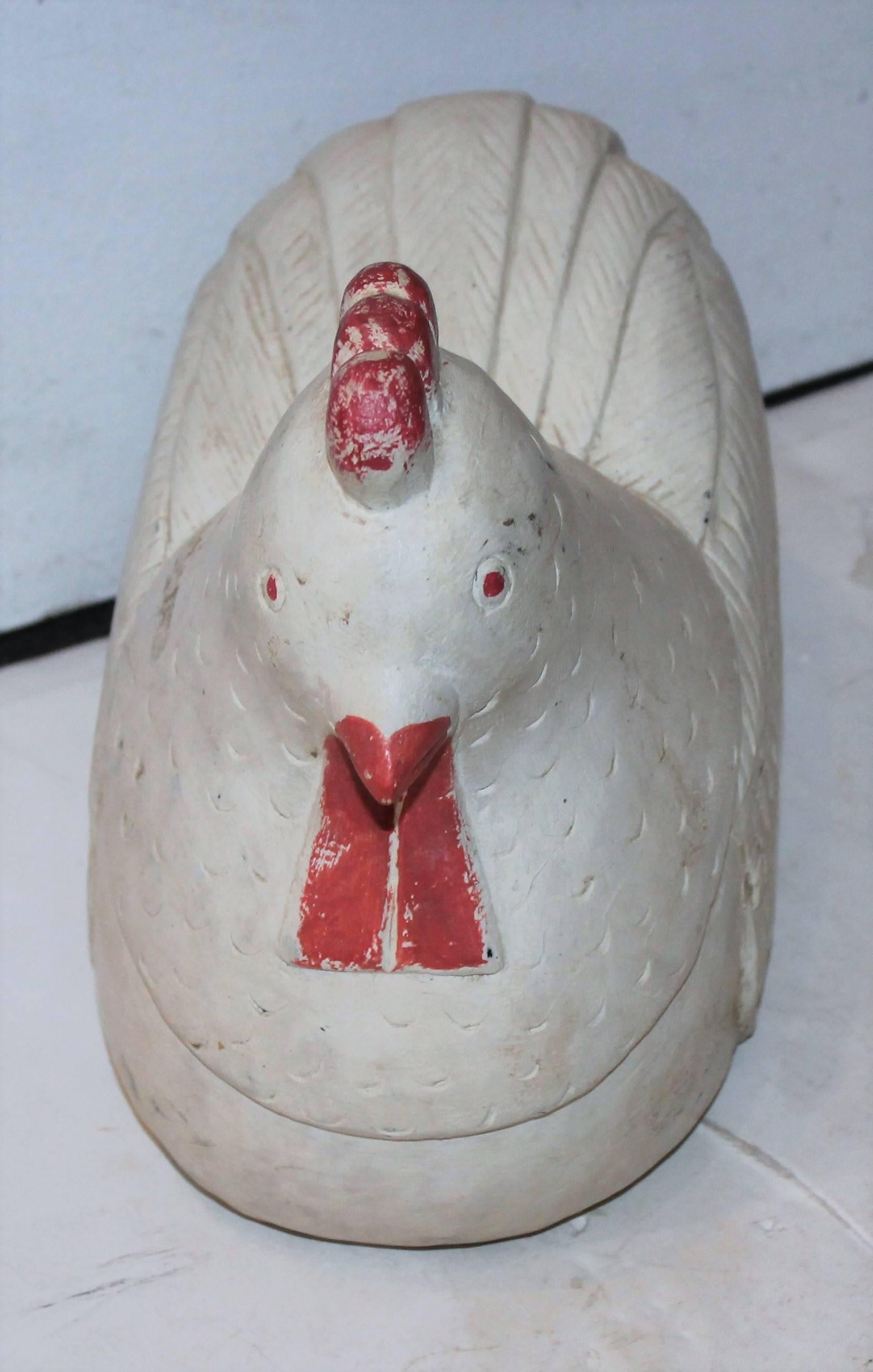 Country Large Hand-Carved and Painted Folky Chicken For Sale