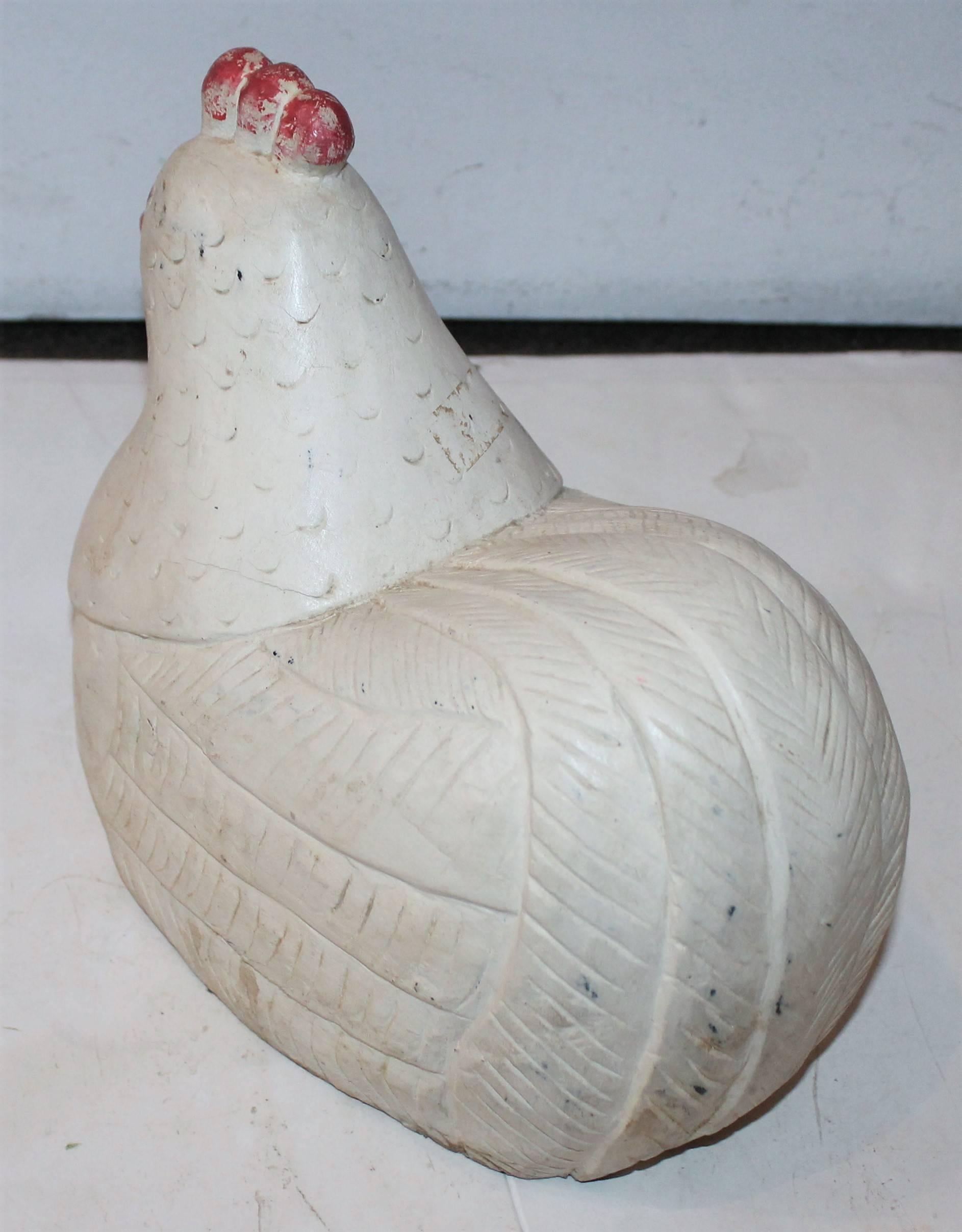 American Large Hand-Carved and Painted Folky Chicken For Sale