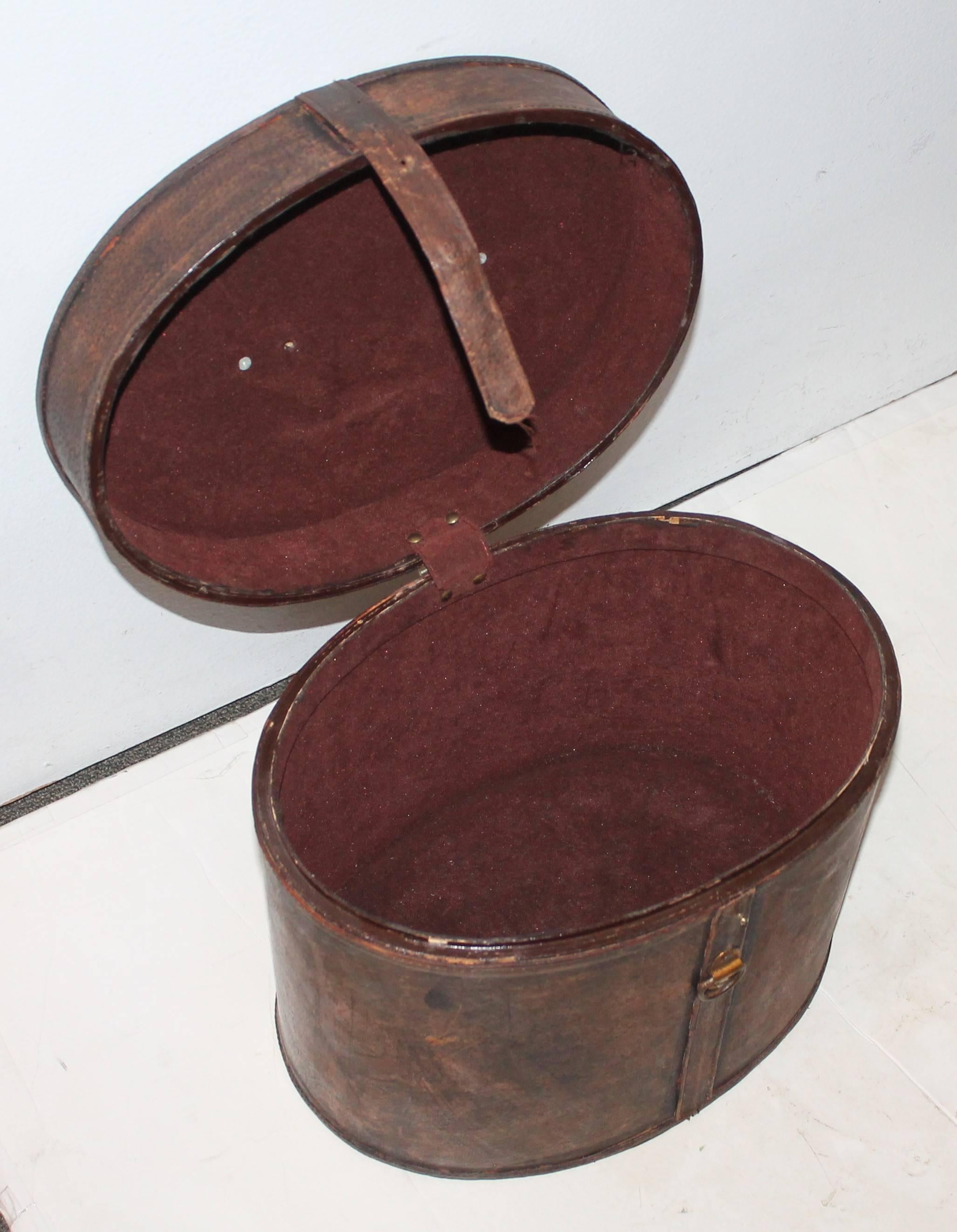 Hand-Crafted Early Leather Hat Box