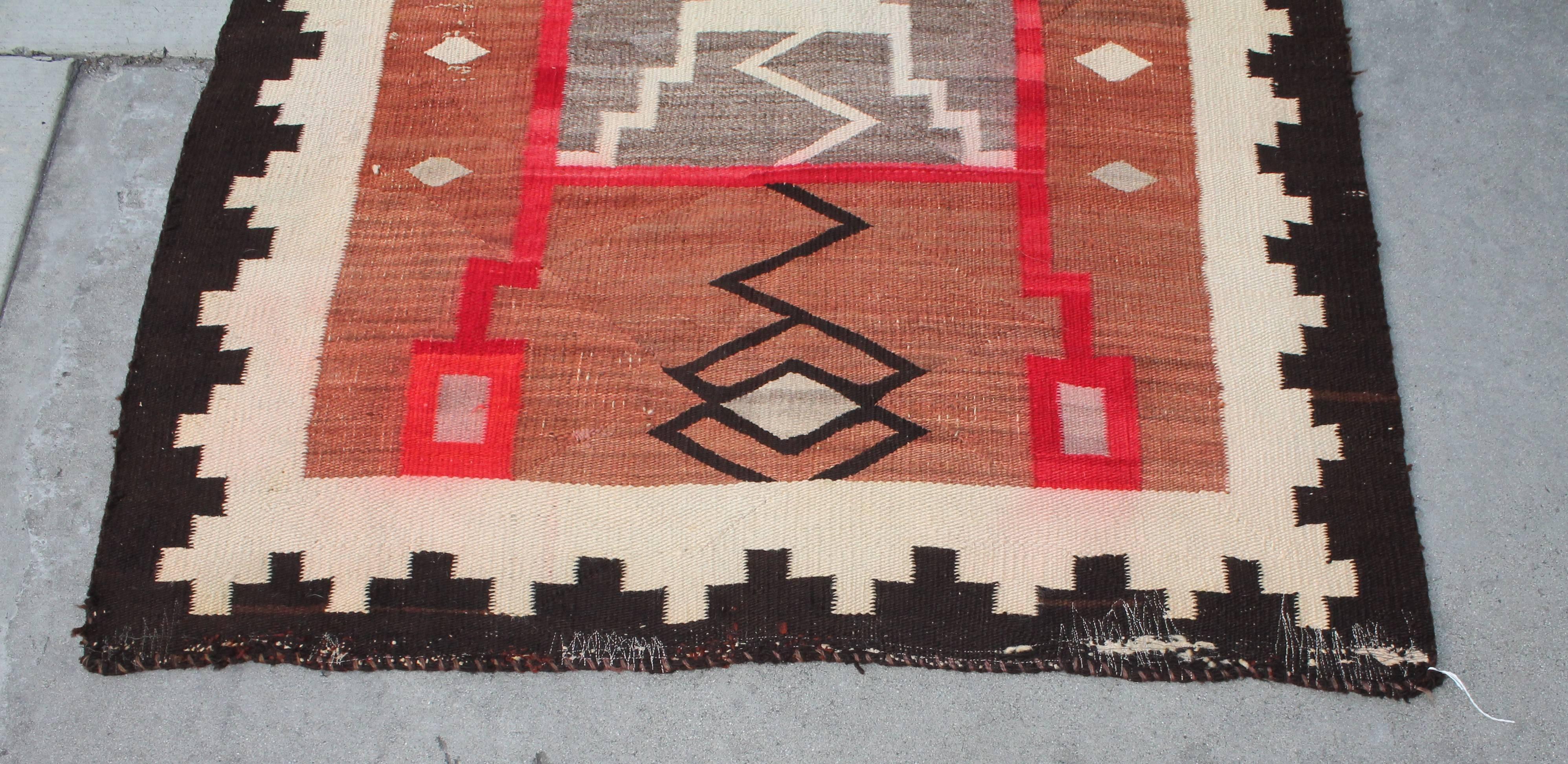 American 19th Century Navajo Indian Storm Pattern Weaving
