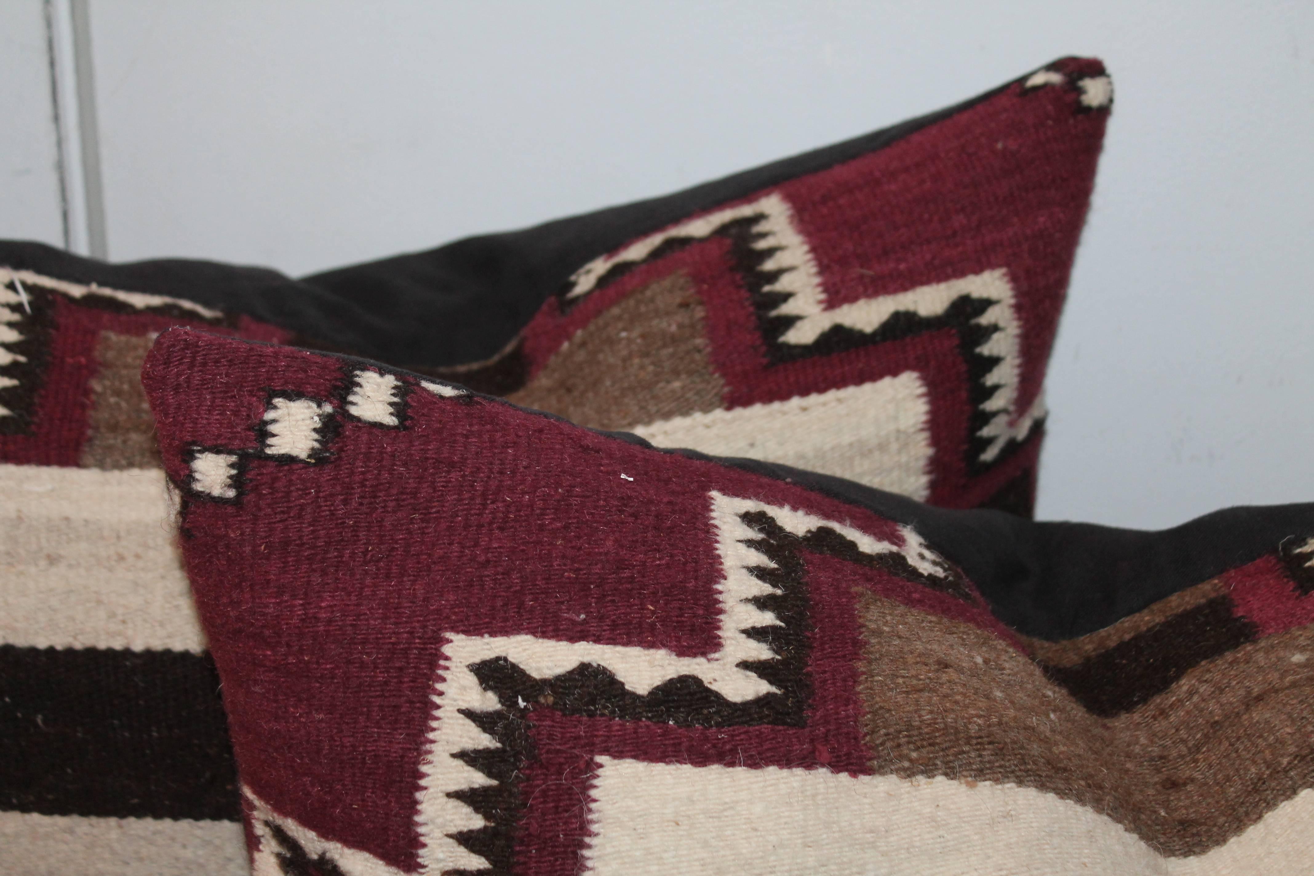Adirondack Pair of Navajo Weaving Bolster Pillows