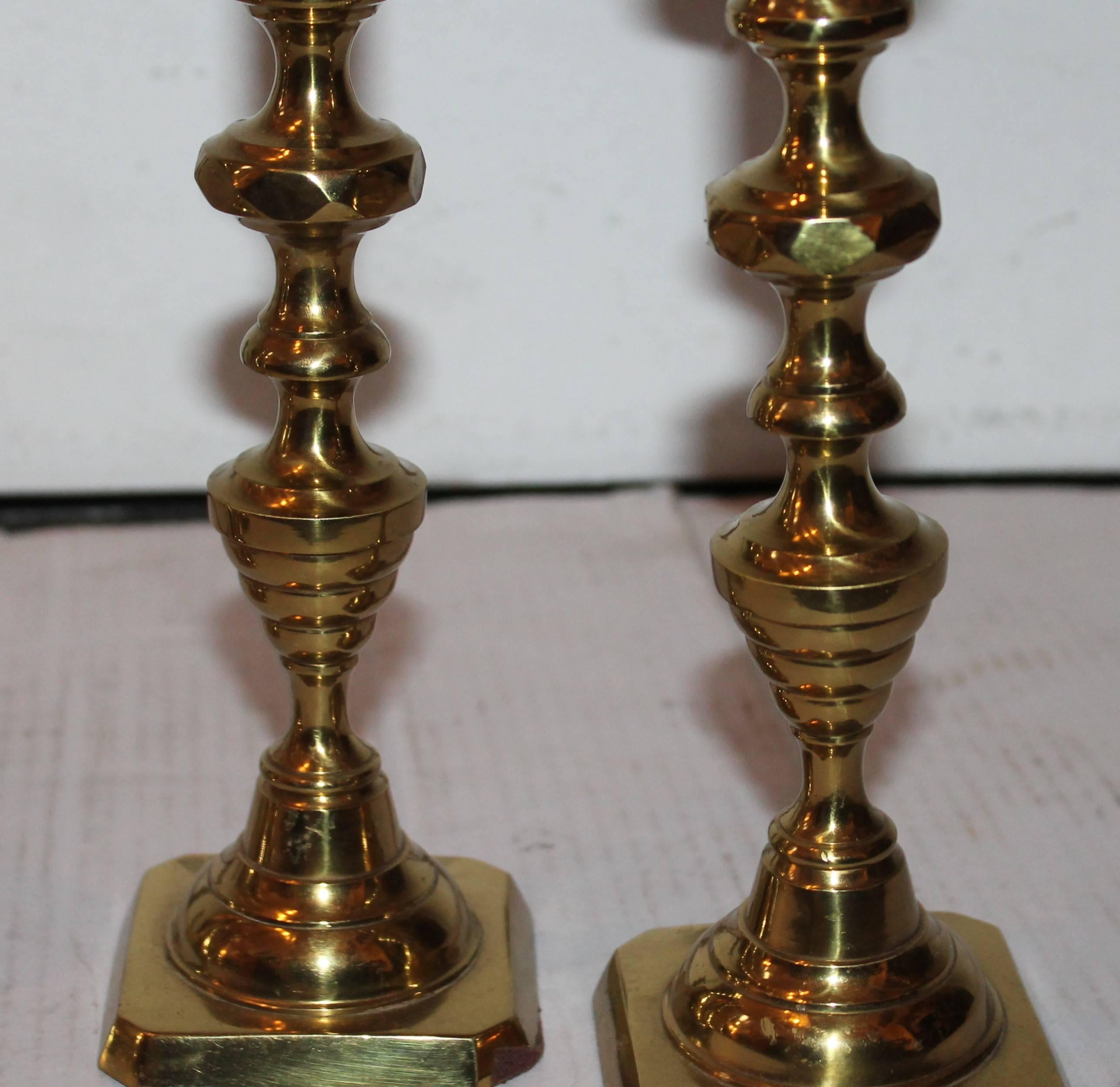 Pairs of 19th Century Brass Candleholders For Sale 1