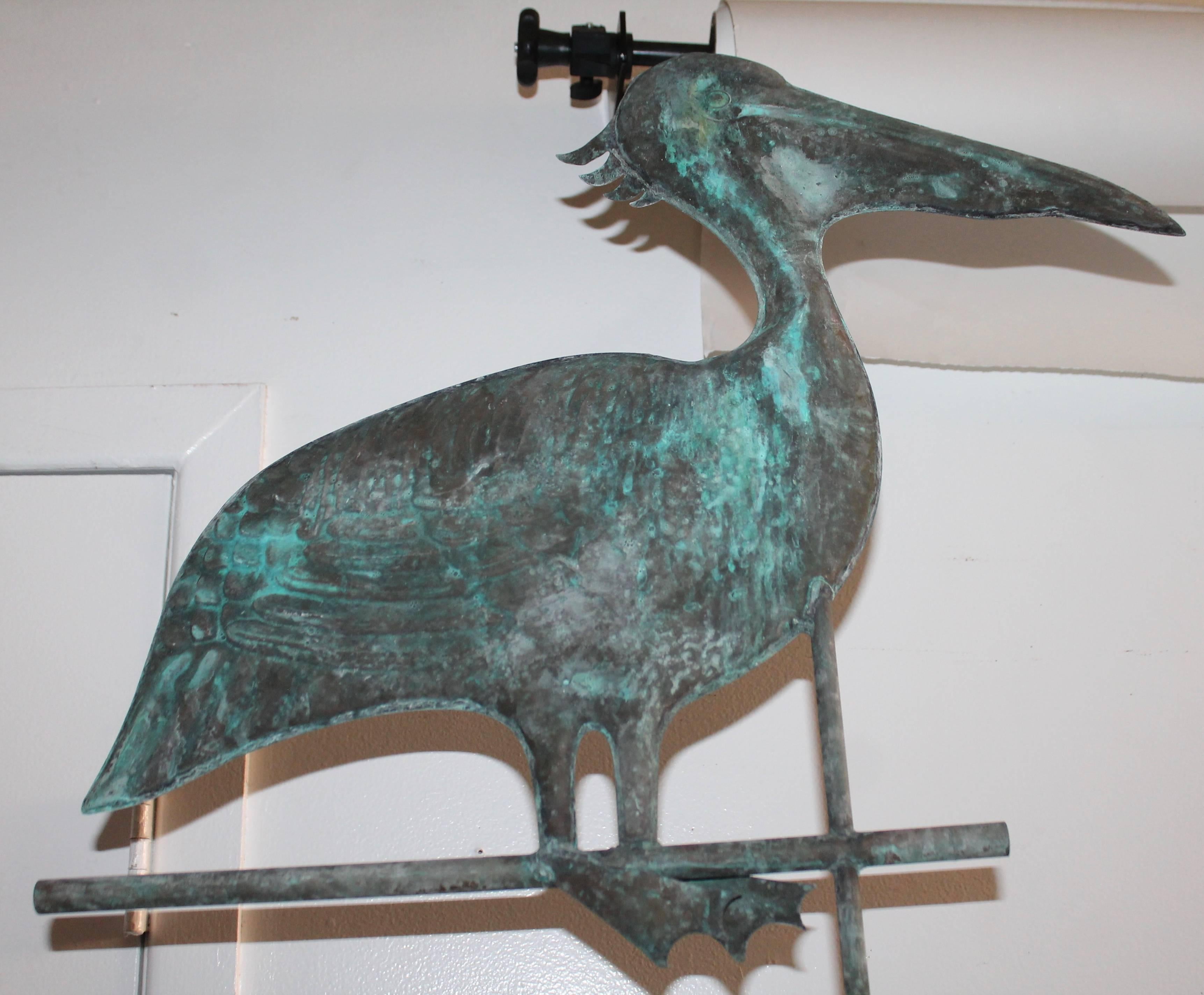 Early 20th Century, Stork Weathervane with Original Directionals on Stand In Good Condition In Los Angeles, CA