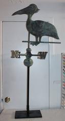 Early 20th Century, Stork Weathervane with Original Directionals on Stand