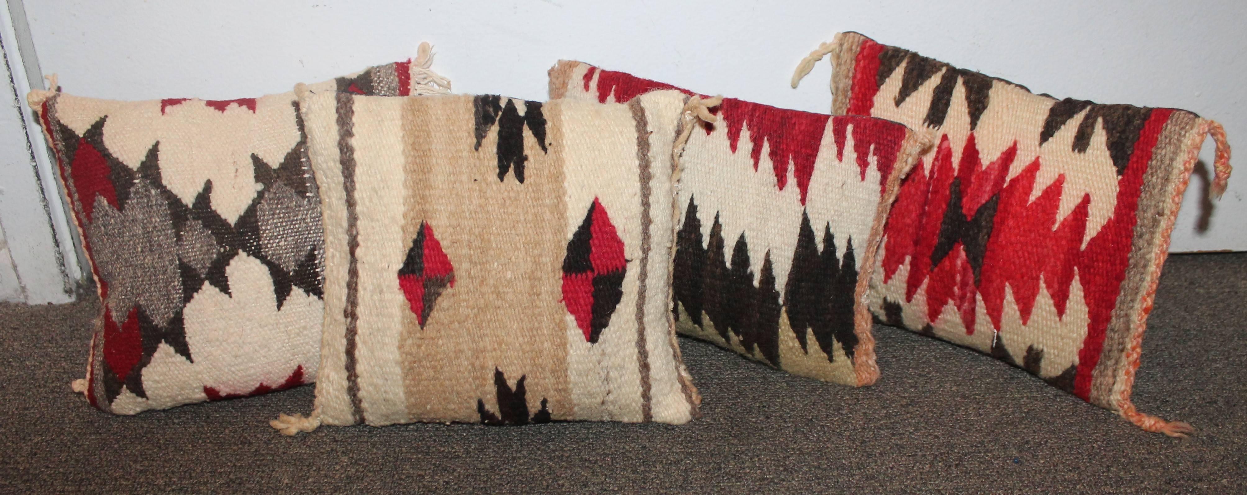 These little gems are amazing patterns and small Indian weaving's made into pillows. Really great as a collection. The sizes left to right are as follows: 8