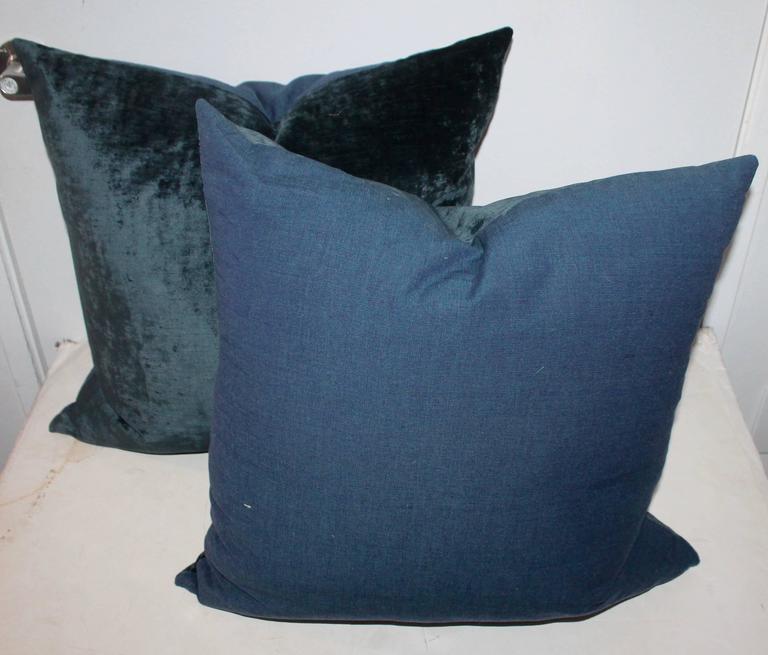Indigo Blue Velvet Pillows at 1stdibs