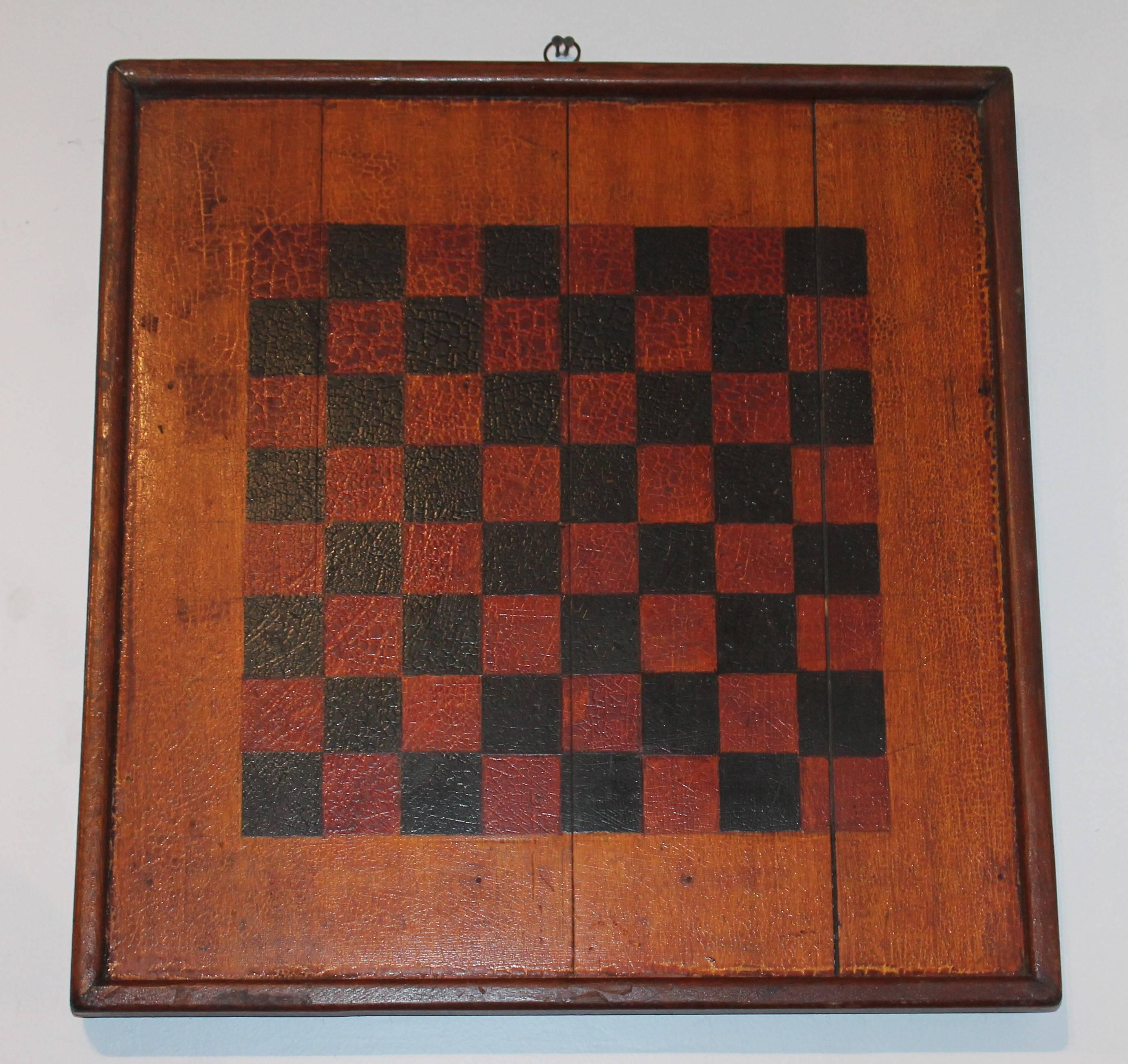 Folky Reversible 19th Century Original Painted Game Board In Excellent Condition In Los Angeles, CA