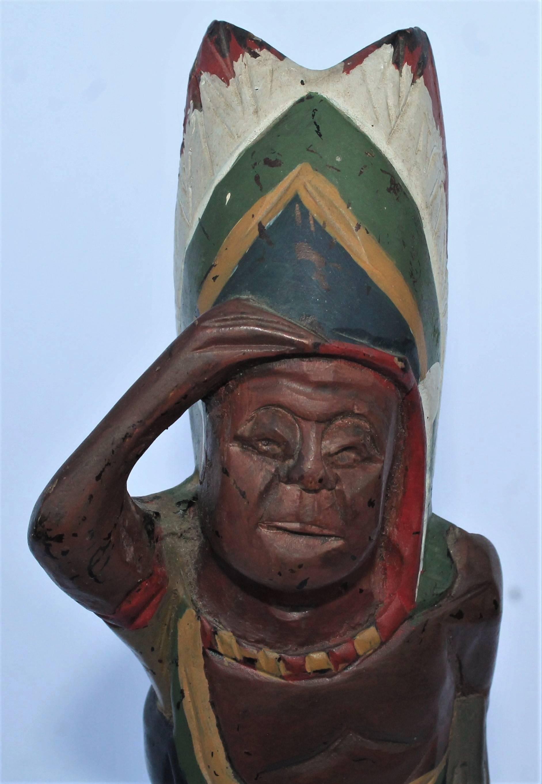 Hand-Crafted 19th Century Original Painted Miniature Indian TOTEM Pole