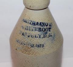 19th Century Smith & Snows Whiteroot Pottery Bitters Bottle, Dated 1873