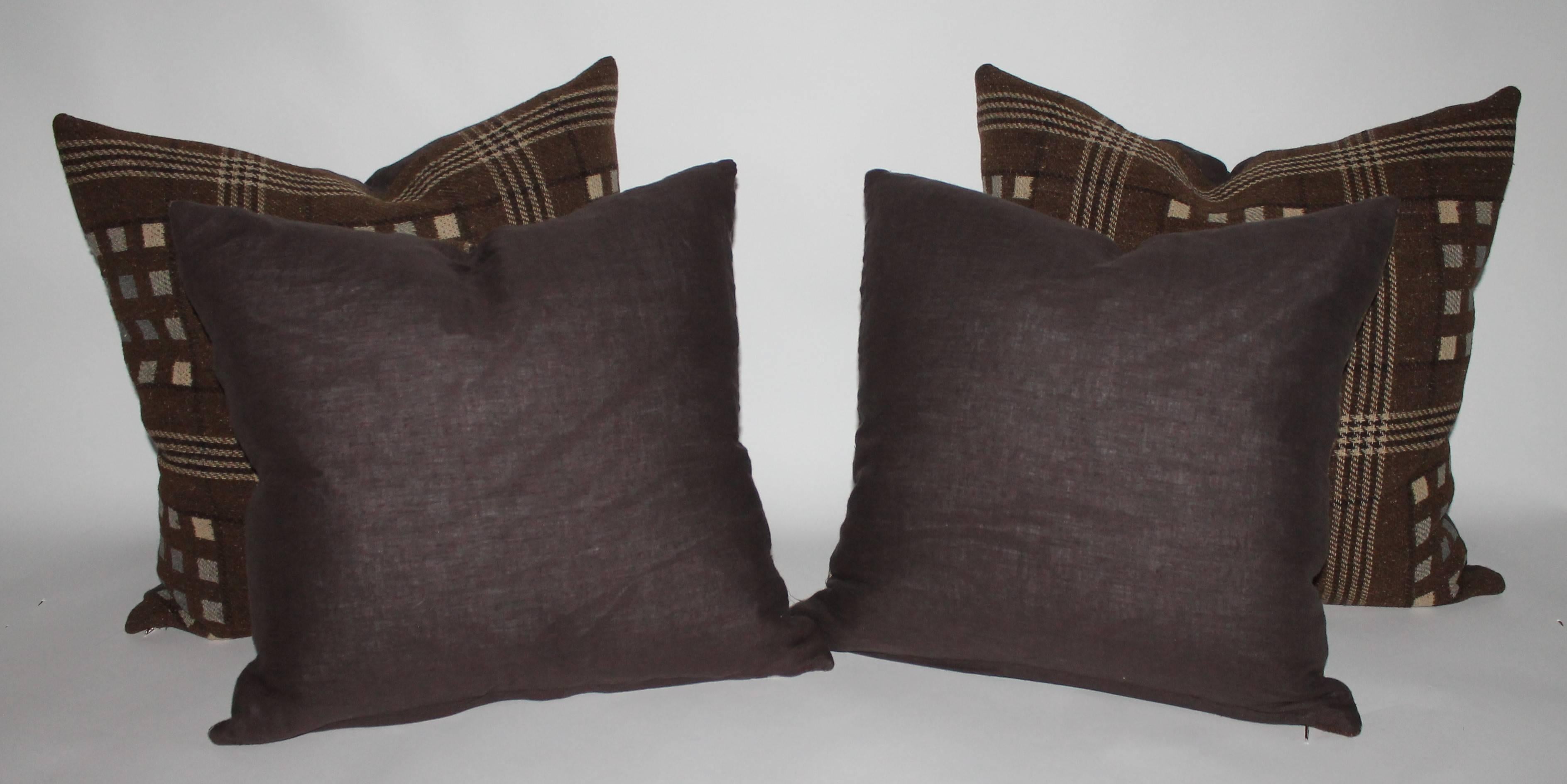 Hand-Woven Pair of 19th Century Wool Horse Blanket Pillows