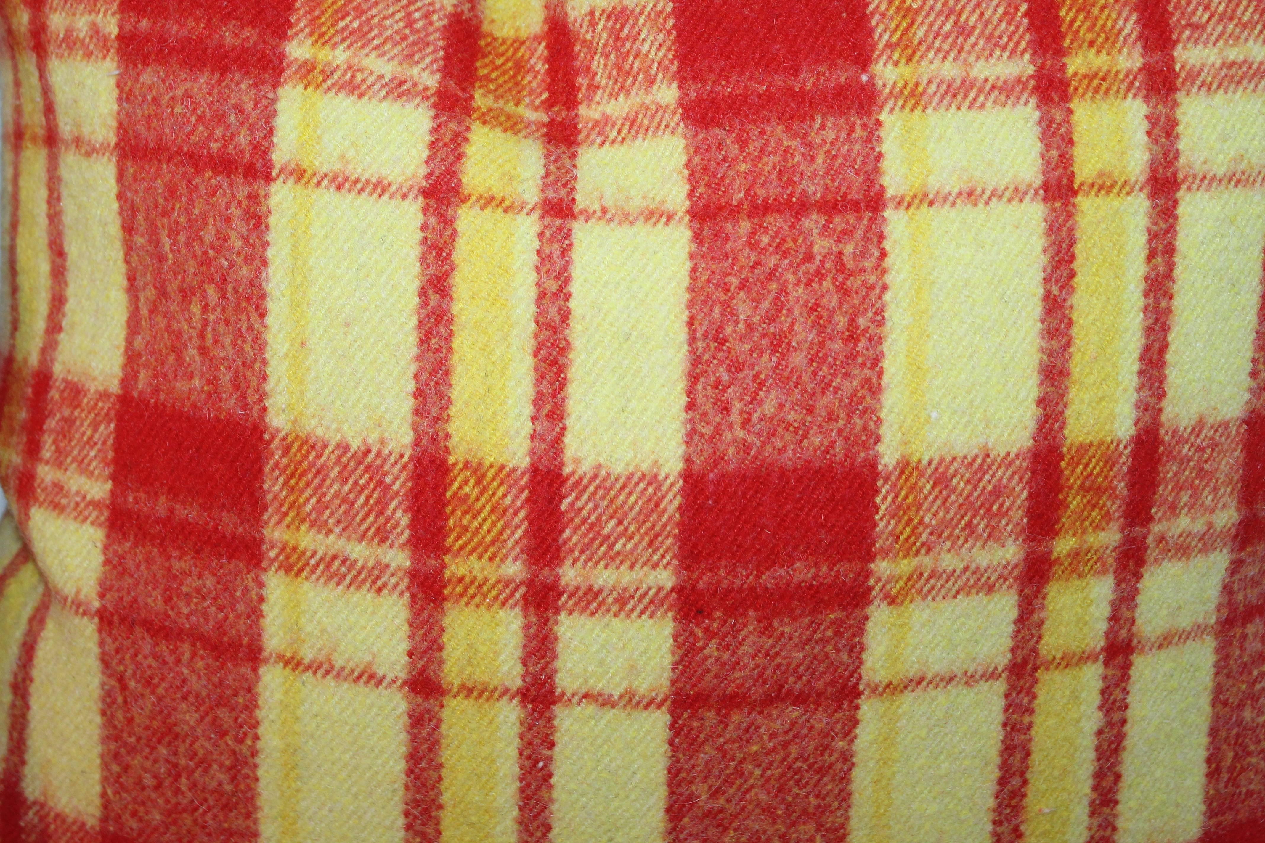 Adirondack Vibrant Red and Yellow Plaid Horse Blanket Pillows /2 Pairs