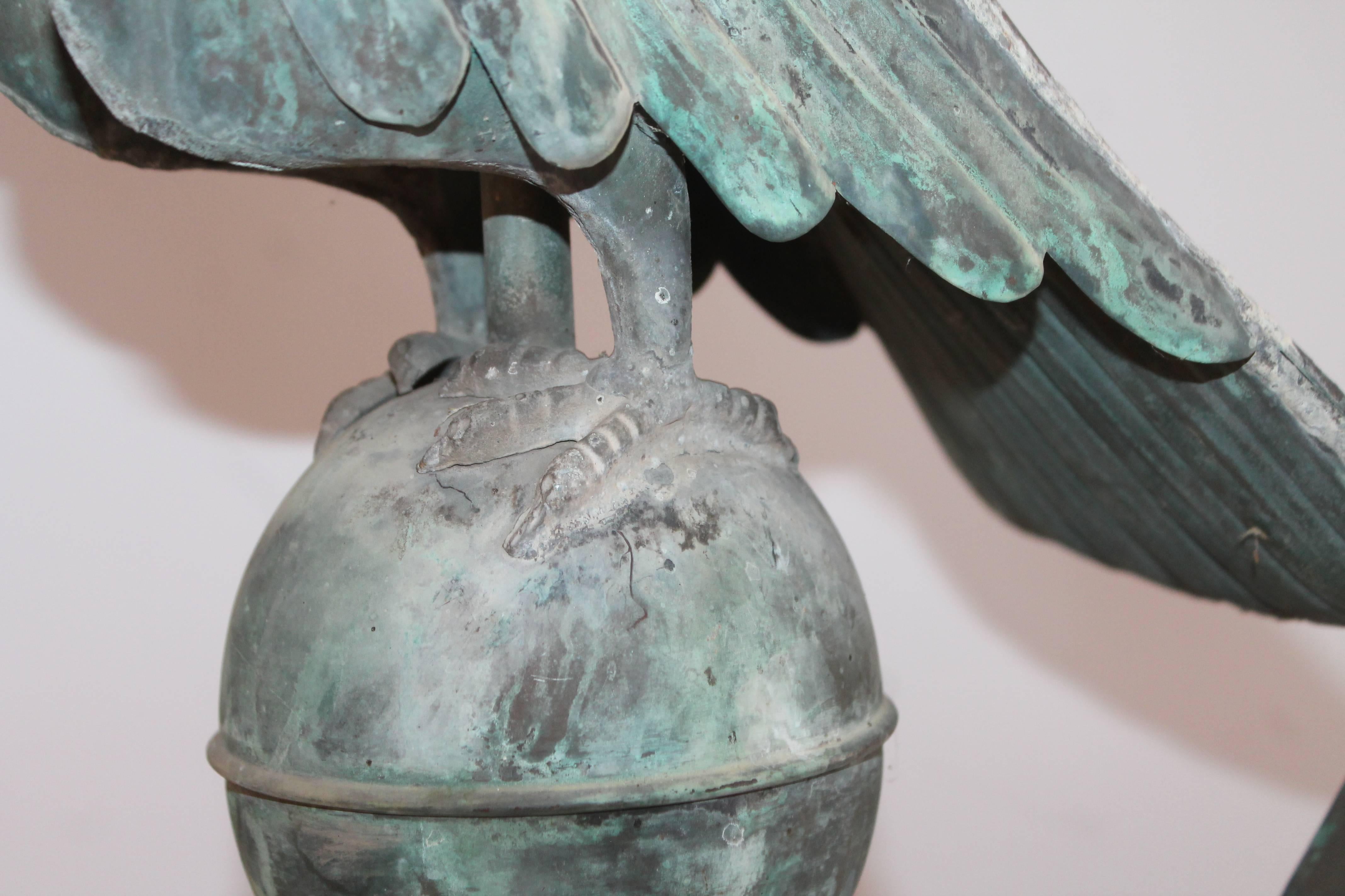 19th Century Monumental Full Body Eagle Weather Vane with Custom Iron Mount 1