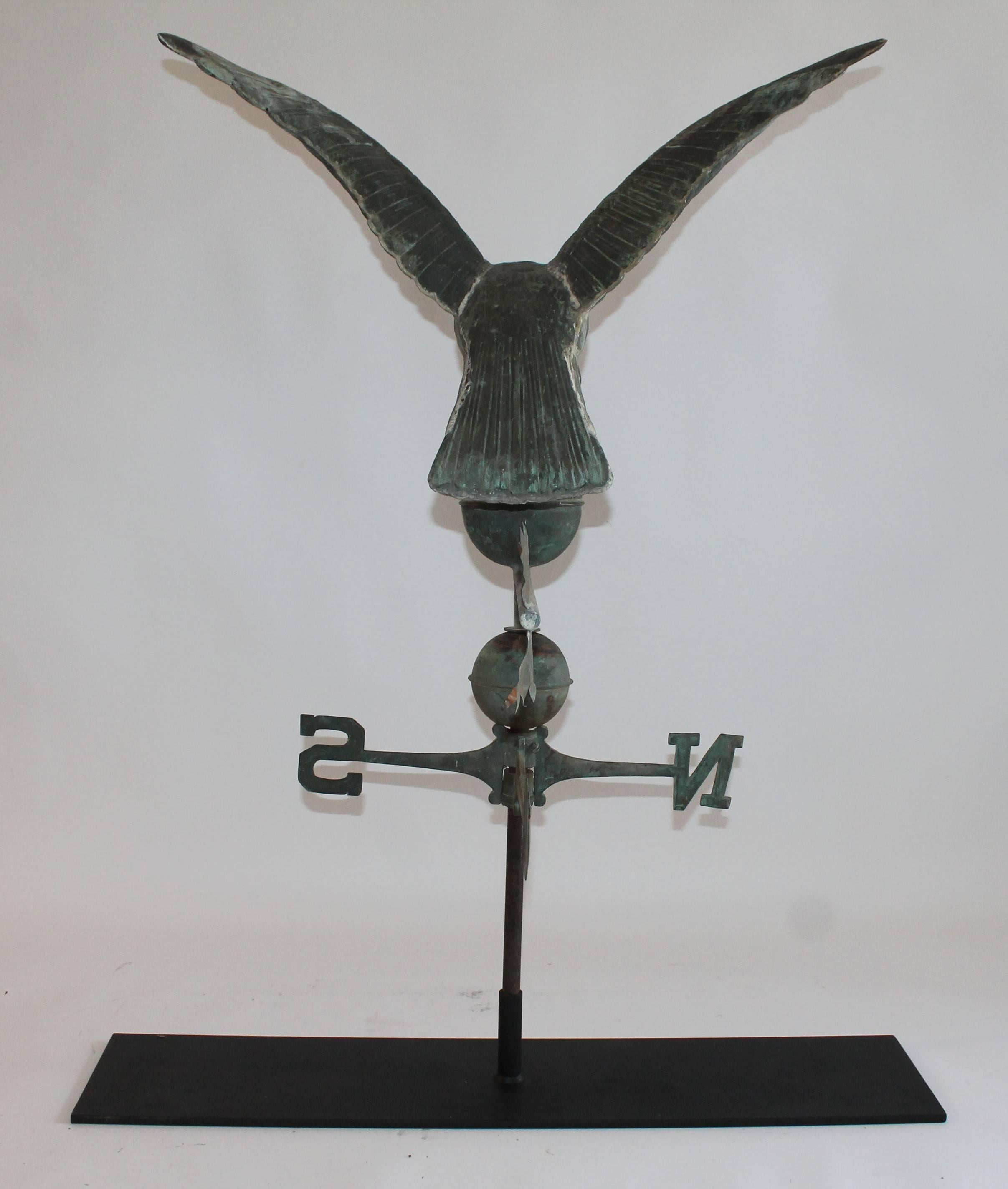 Folk Art 19th Century Monumental Full Body Eagle Weather Vane with Custom Iron Mount