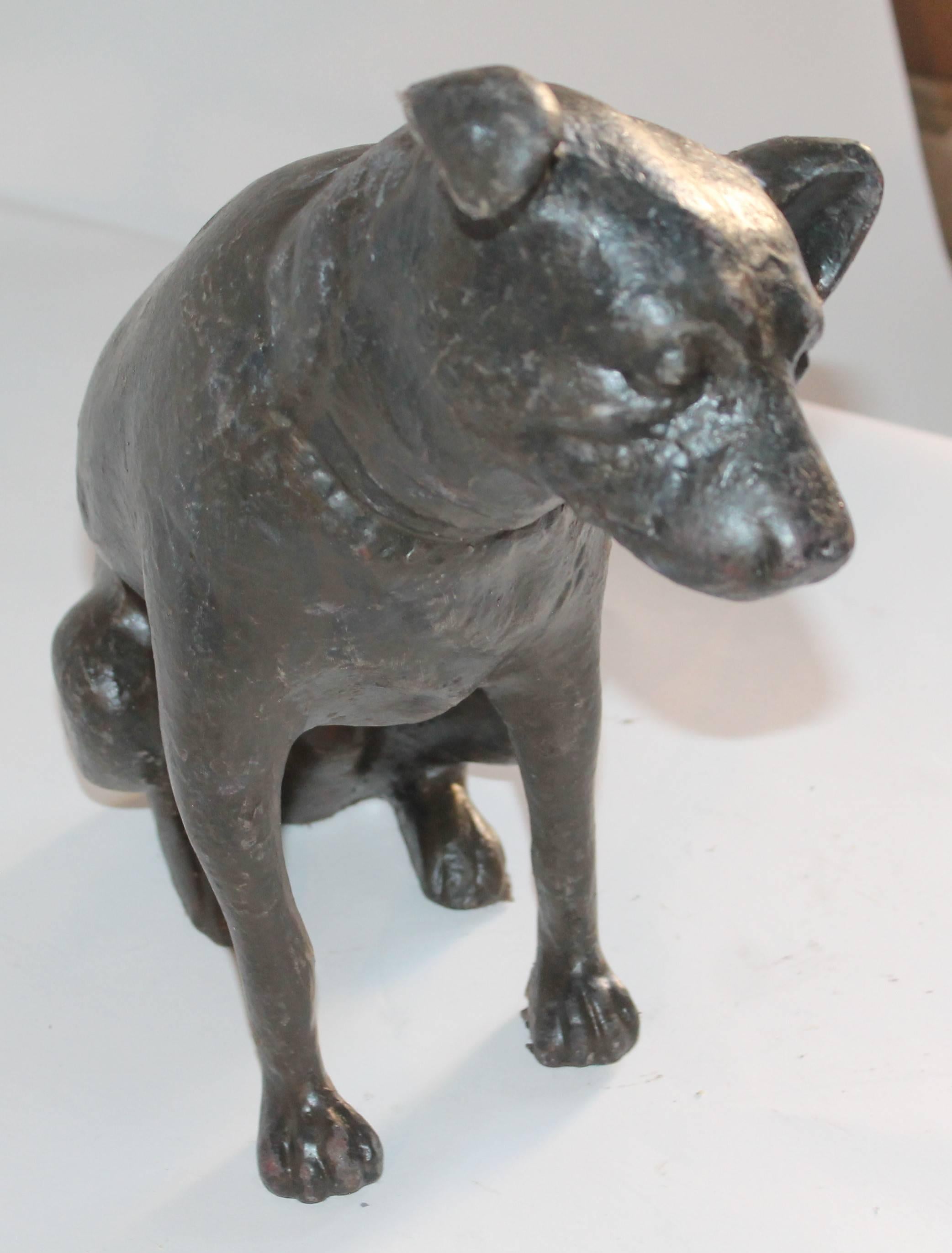 Folk Art Monumental Sculpture Cast Iron Painted Dog