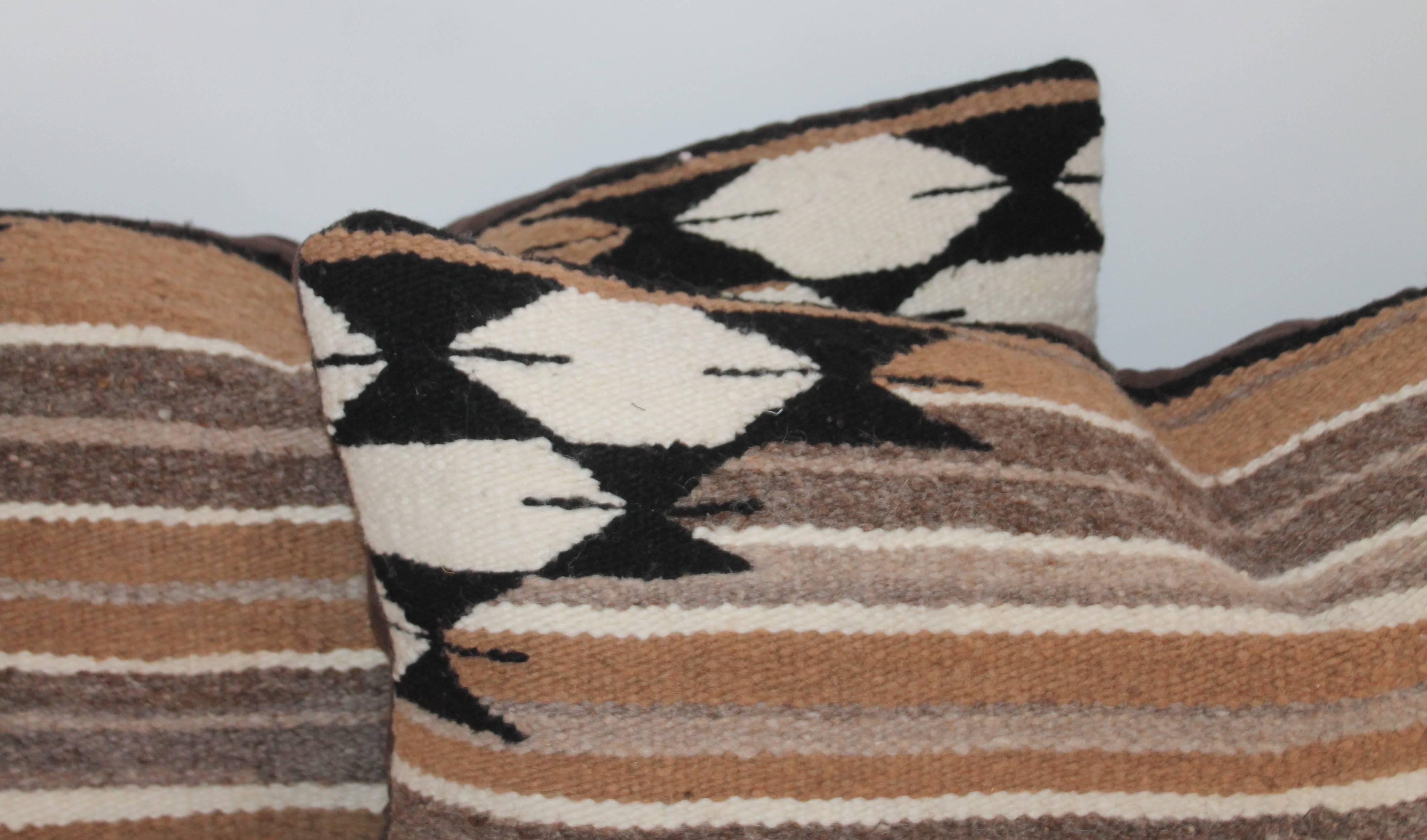 Adirondack Pair of Brown Striped Navajo Saddle Blanket Pillows