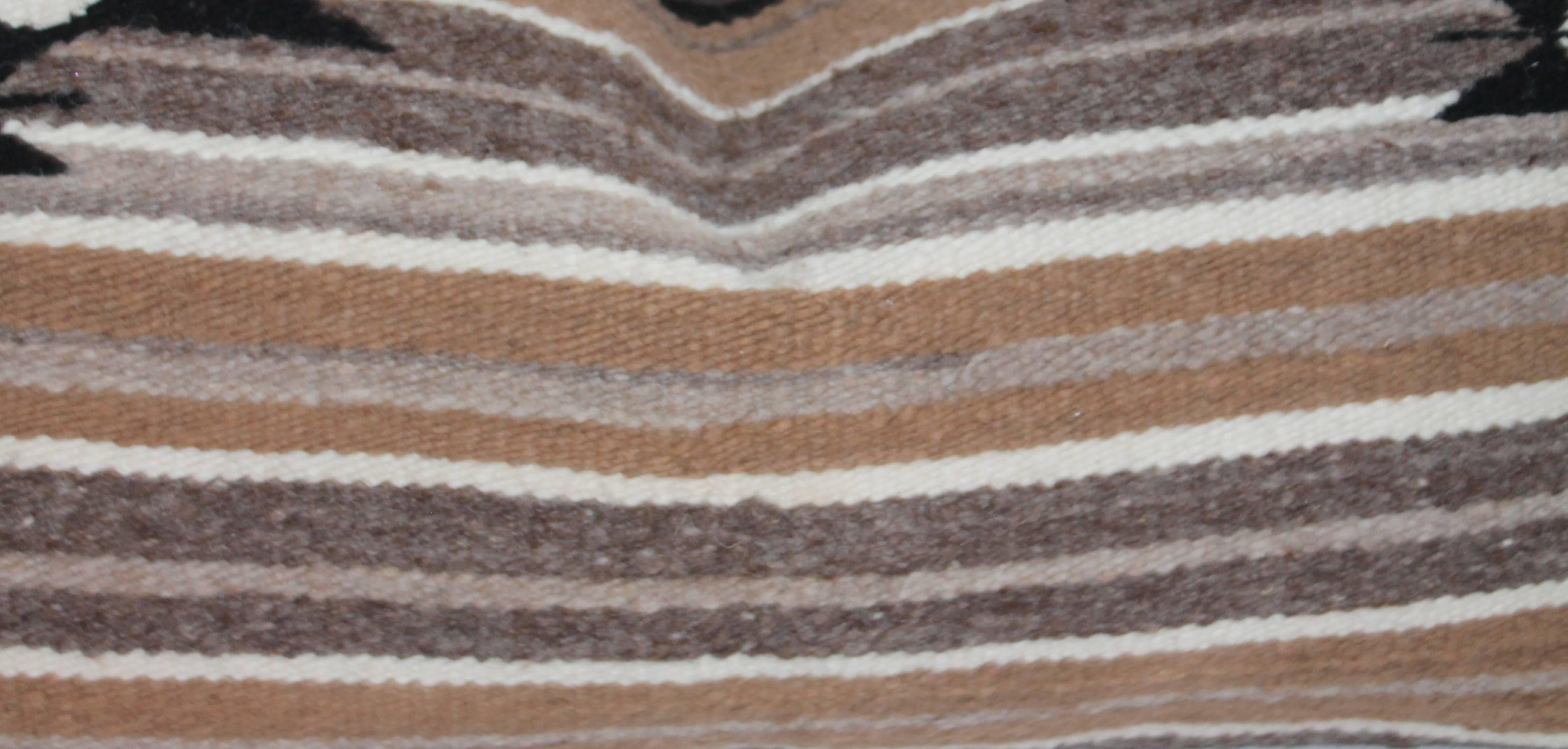 American Pair of Brown Striped Navajo Saddle Blanket Pillows