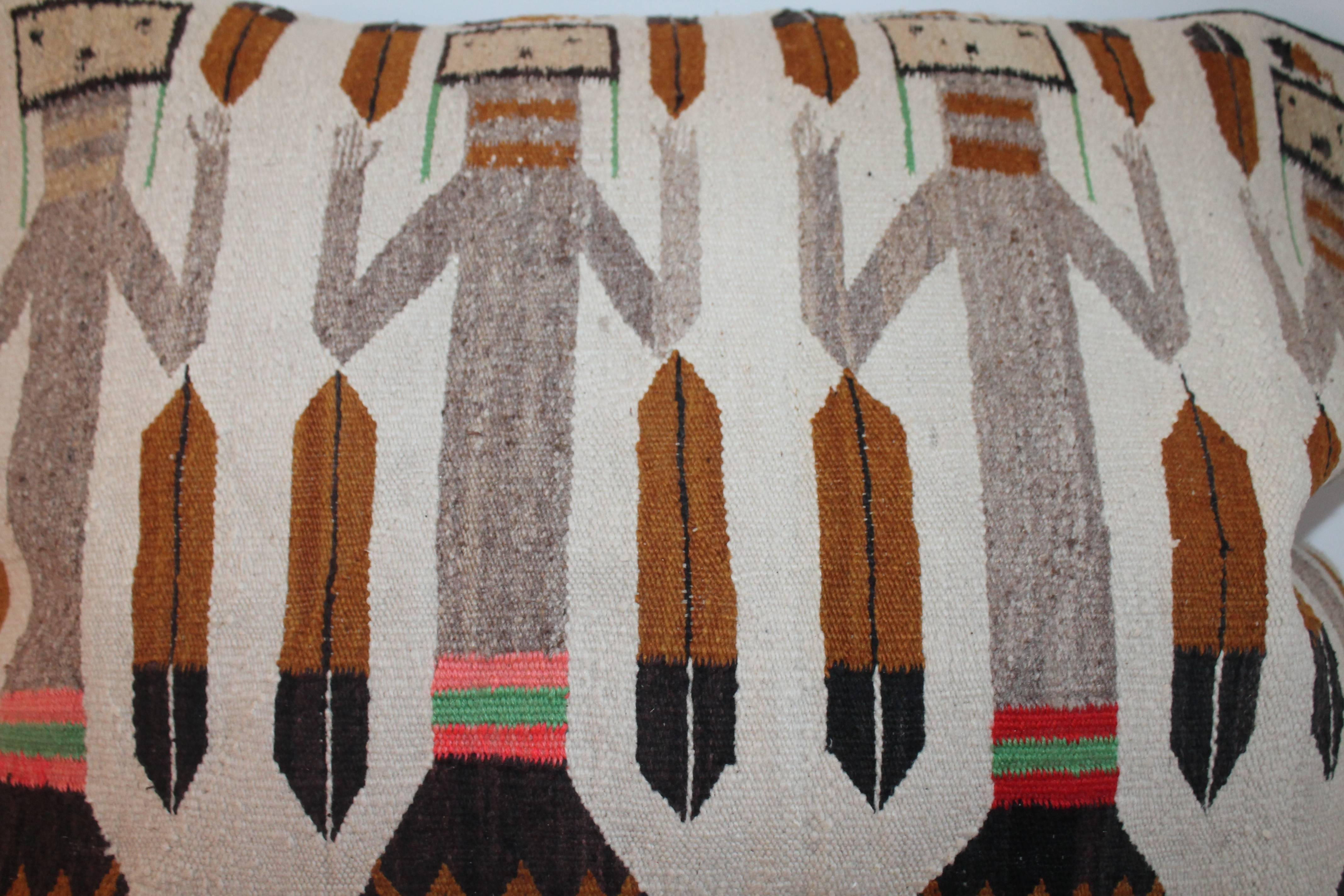 Hand-Woven Early and Rare Monumental Yea Navajo Weaving Pillow