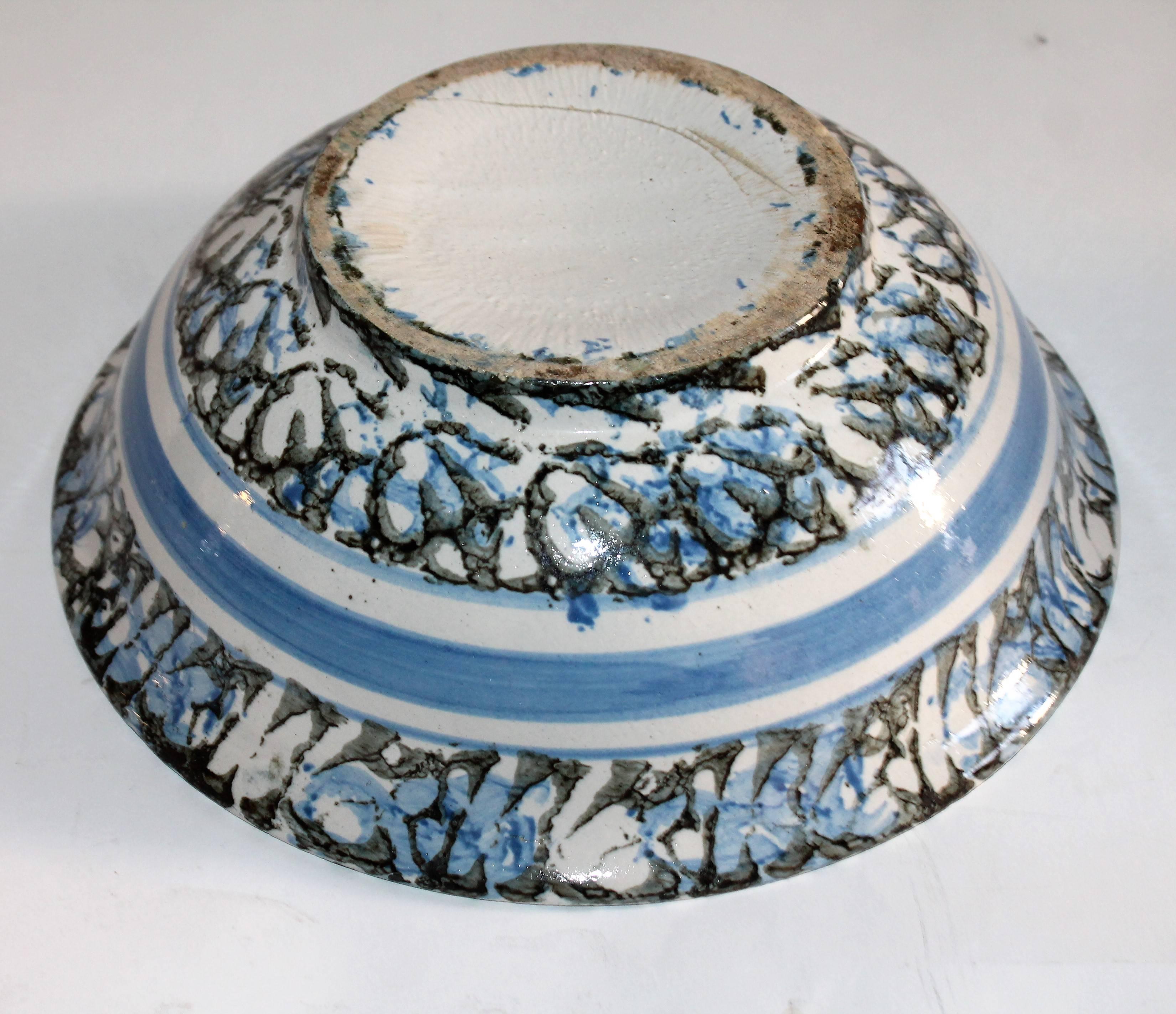 Rare ensemble de pichet et bol en poterie en éponge du XIXe siècle en vente 1