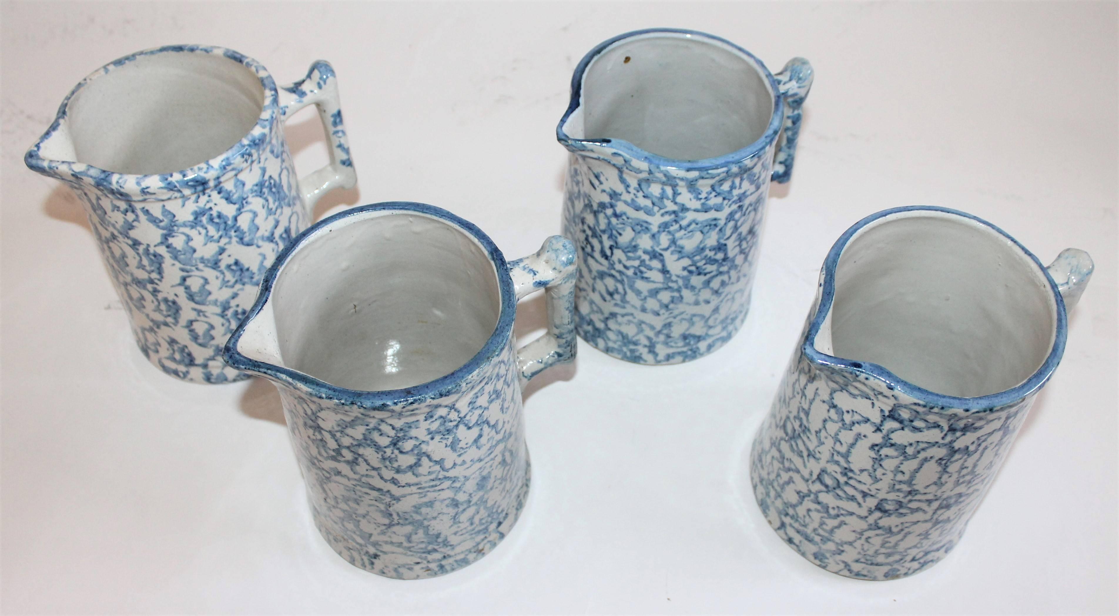 Country Collection of Four 19th Century Sponge Ware Milk Pitcher