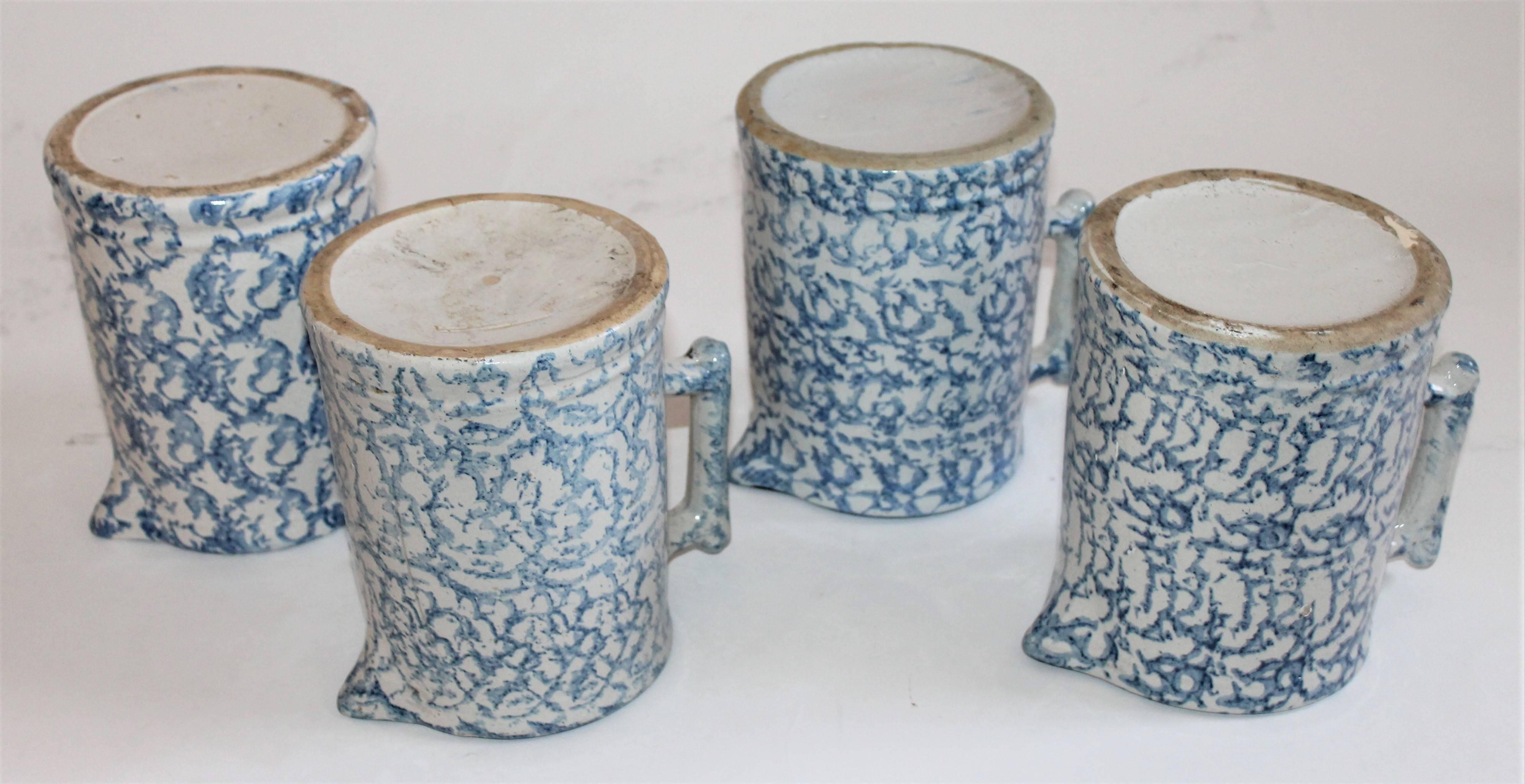 American Collection of Four 19th Century Sponge Ware Milk Pitcher