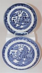 Pair of Early 19th Century English Blue Willow Cake Plates