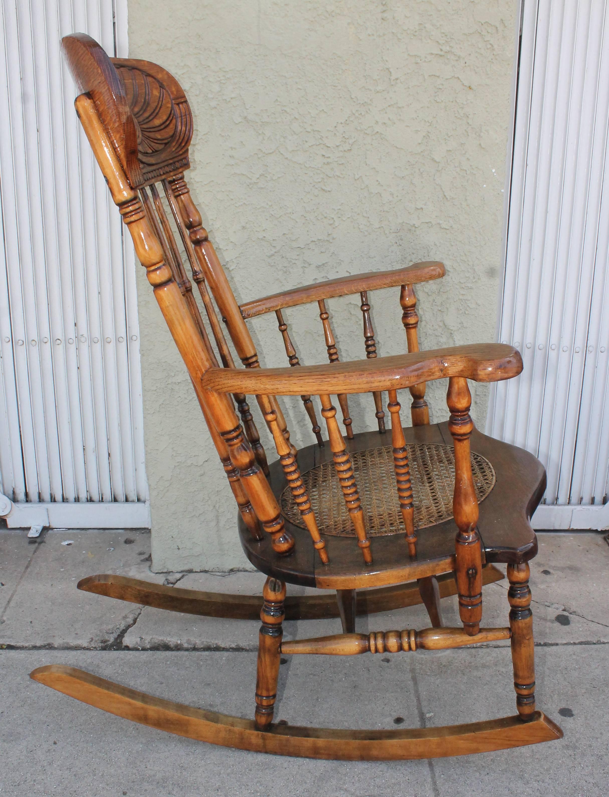 Hand-Crafted Early 20th Century  Press Back Adirondack Rocking Chair 