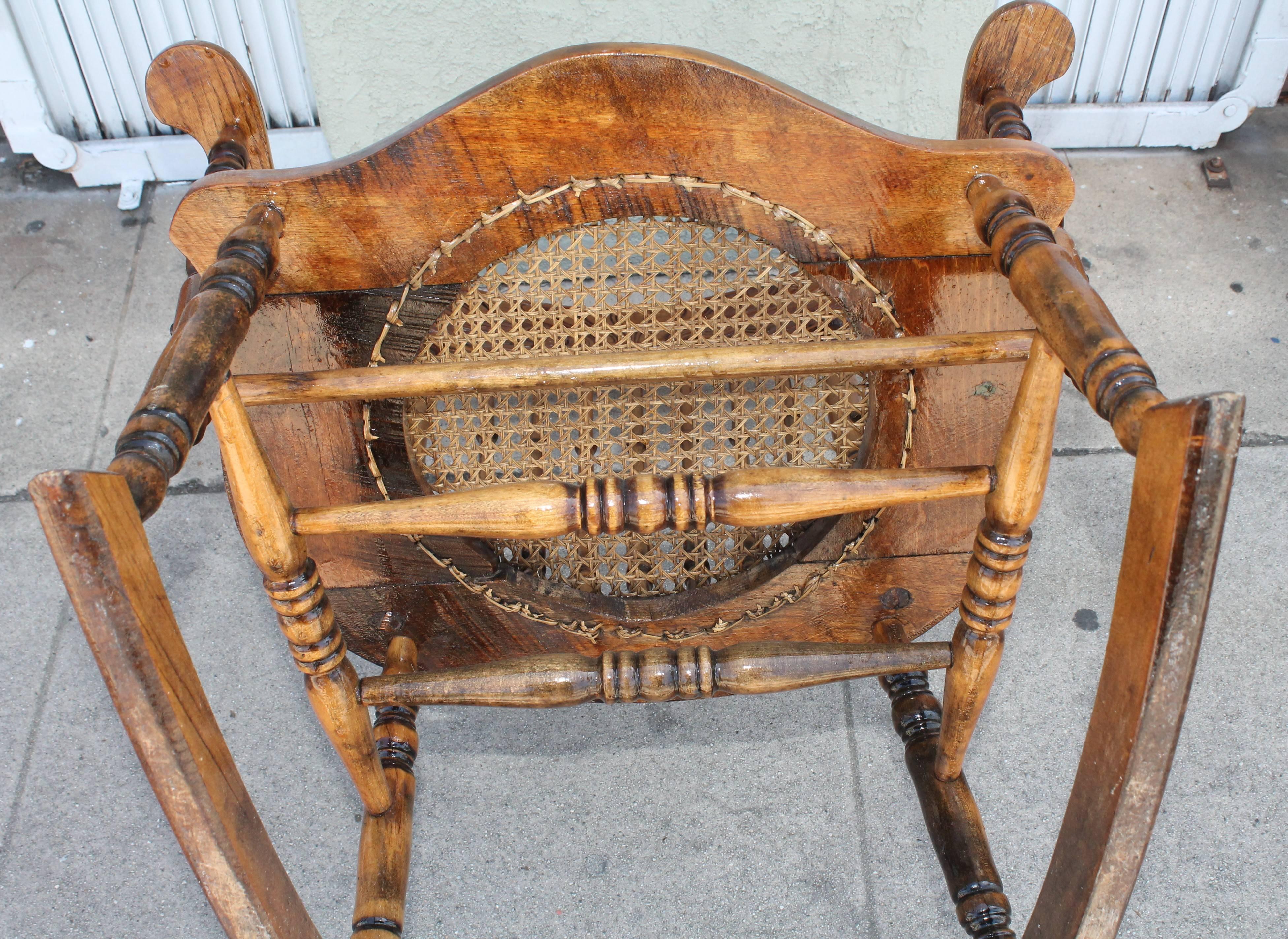 Pine Early 20th Century  Press Back Adirondack Rocking Chair 
