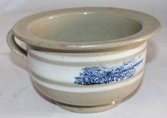 Rare 19th Century Yellow Ware Mocha Seaweed Potty