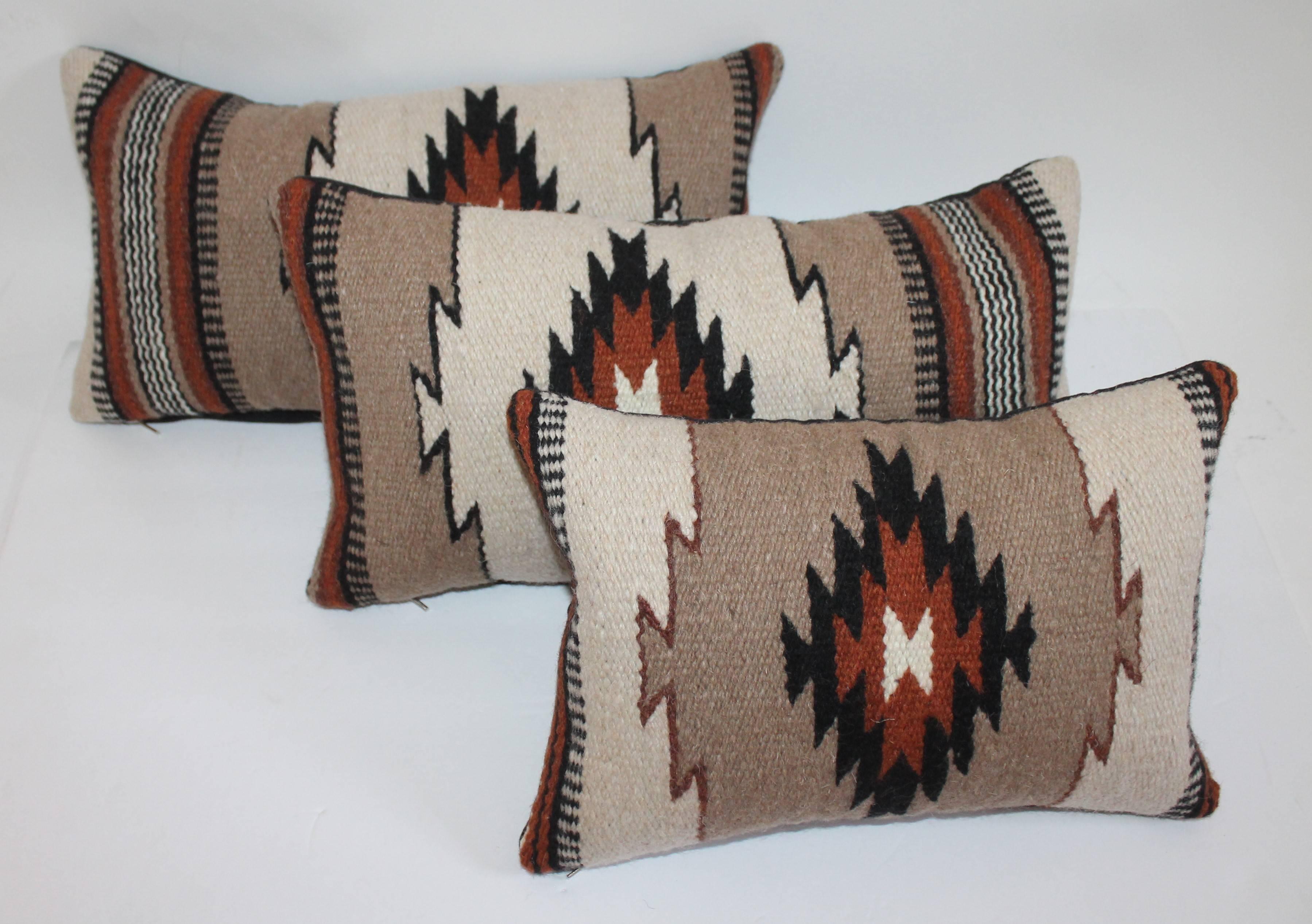 These fine late but great weaving pillows are in pristine condition. Sold as a group of three.
