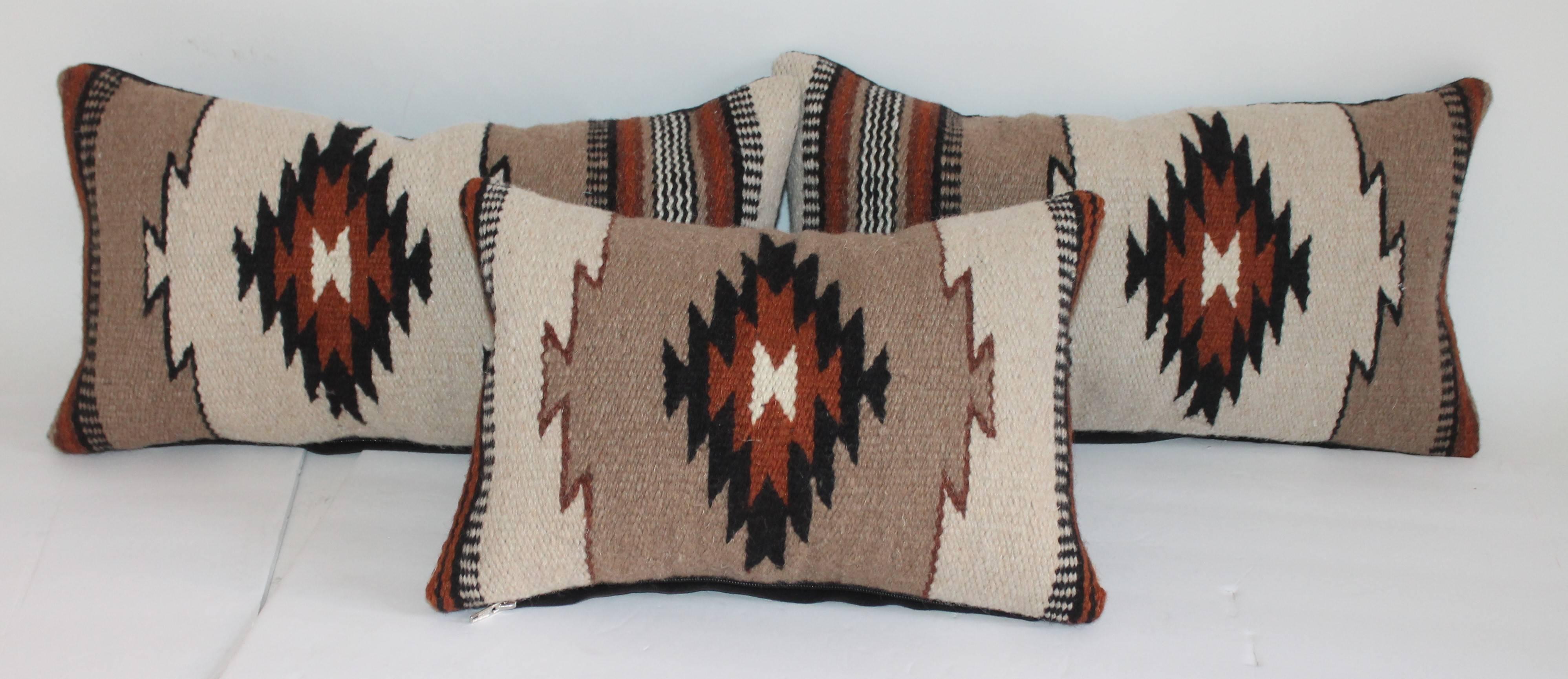 Adirondack Group of Three Navajo Indian Weaving Kidney Pillows