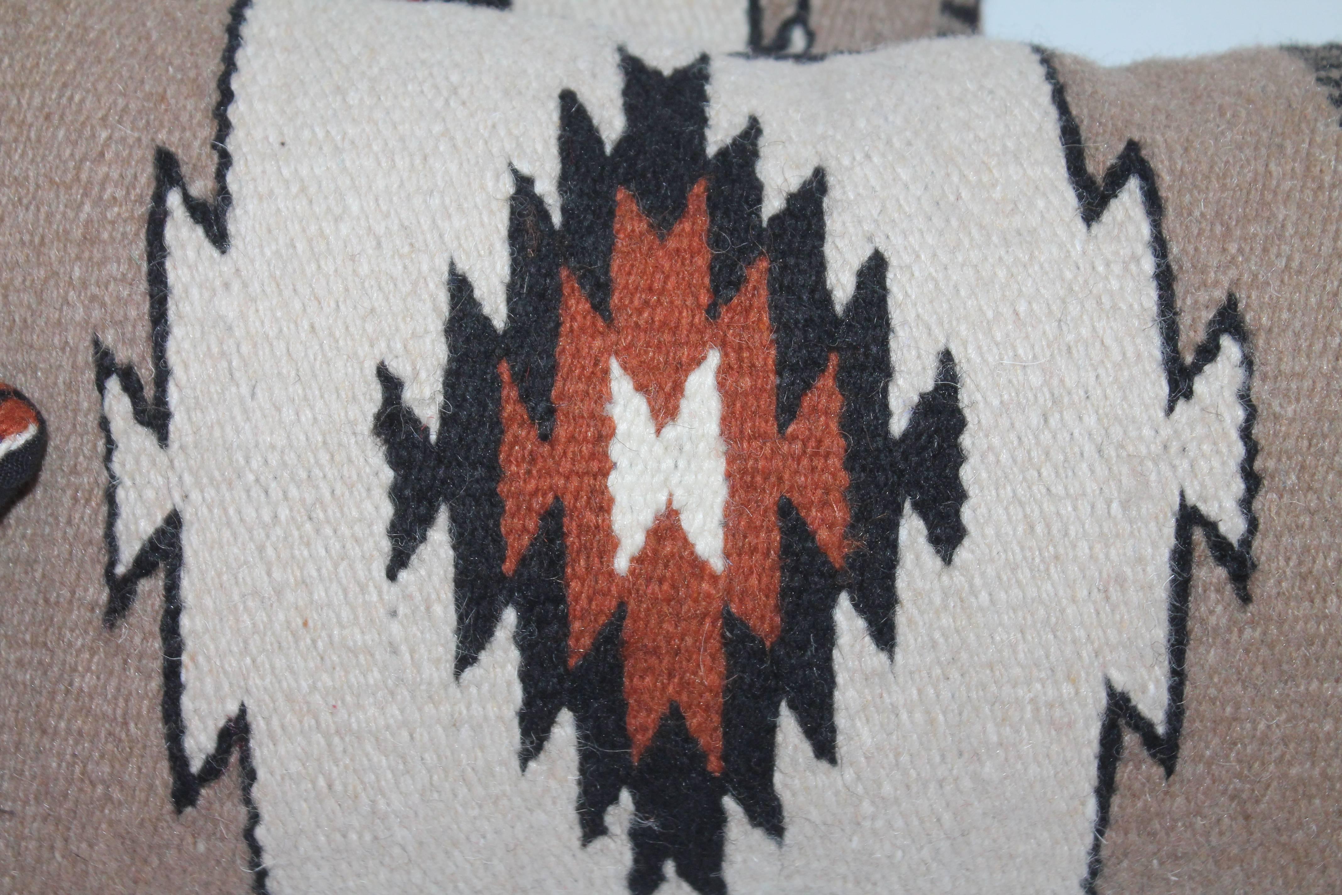 American Group of Three Navajo Indian Weaving Kidney Pillows