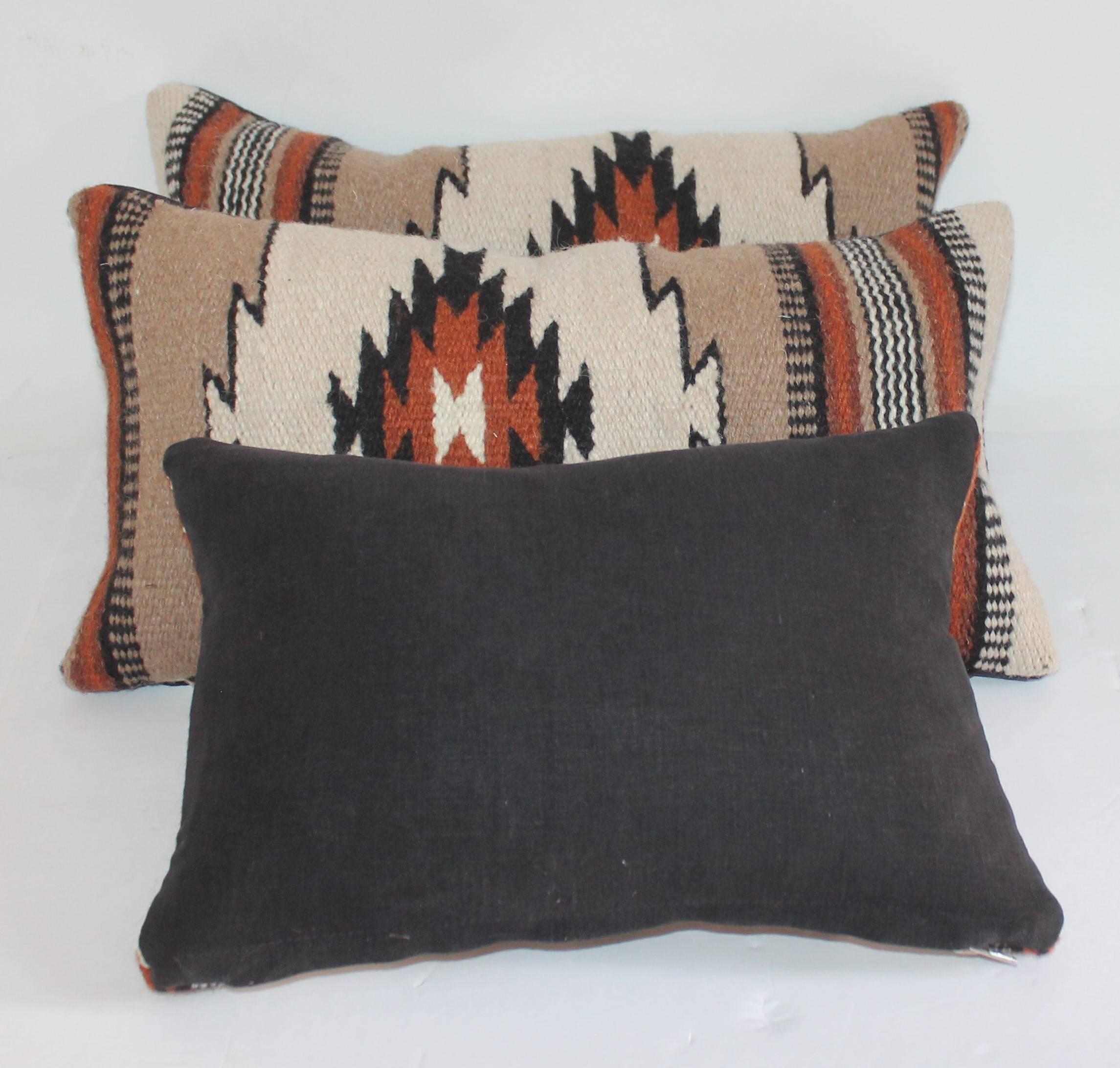 Group of Three Navajo Indian Weaving Kidney Pillows In Excellent Condition In Los Angeles, CA