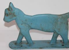 Original Blue Painted Iron Boot Scraper or Door Stop