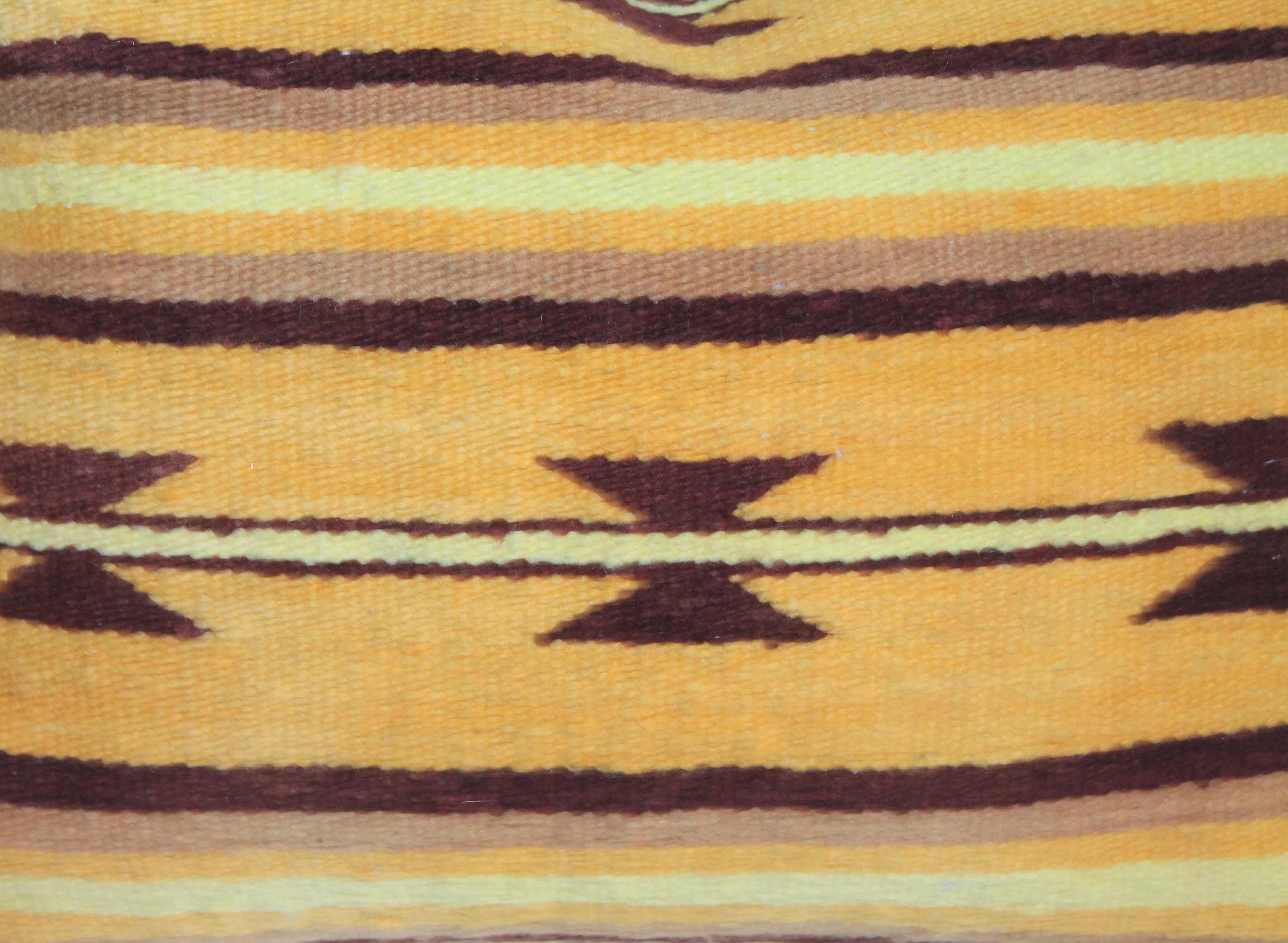 American Pair of Mustard and Brown Navajo Indian Weaving For Sale