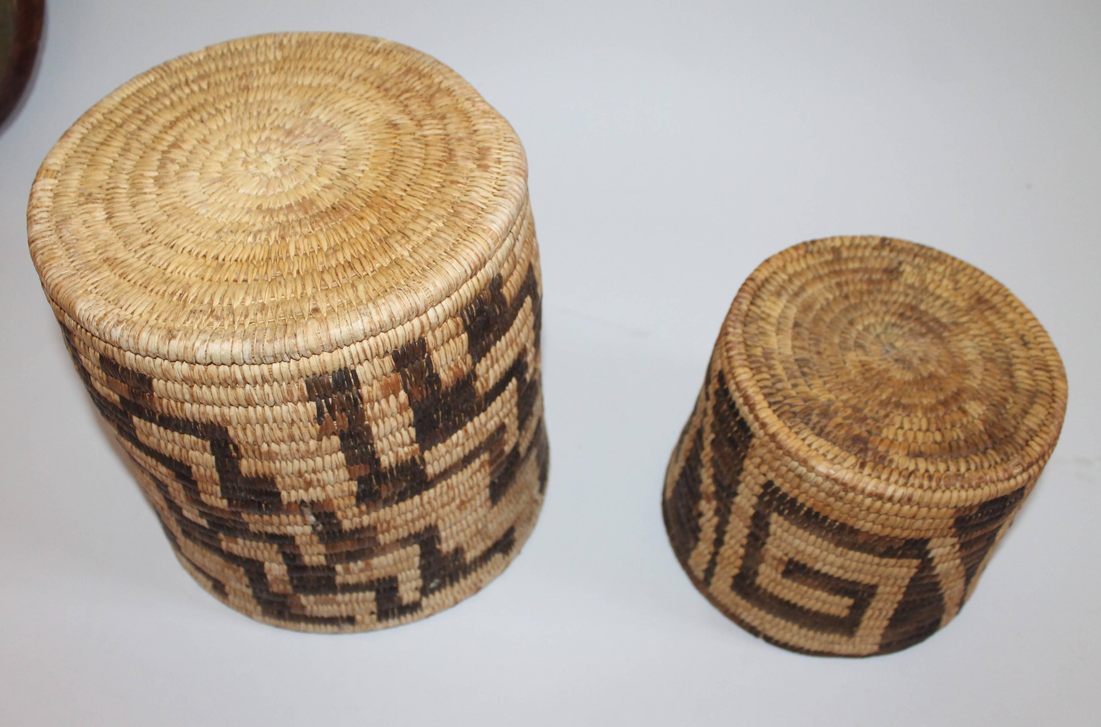 Hand-Woven Two Papago Indian Baskets