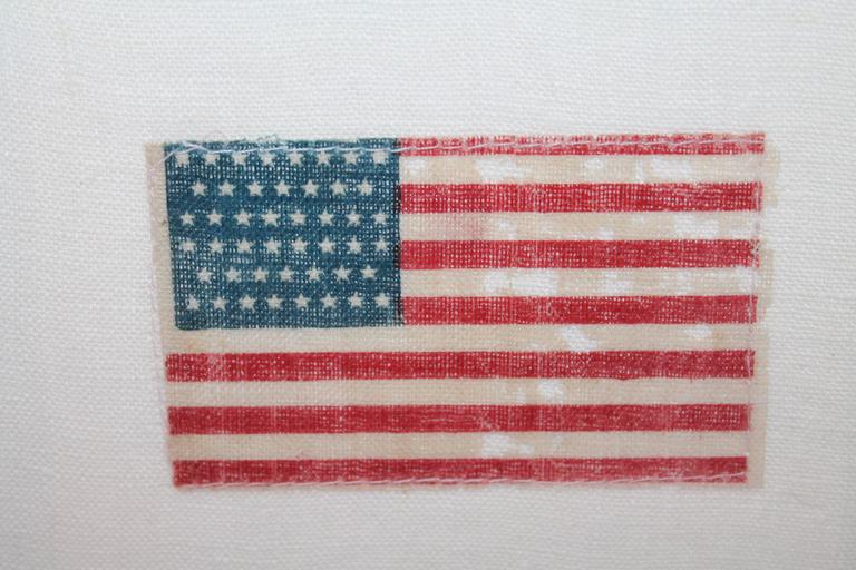 Pair of Framed Mini 46 Star Parade Flags In Distressed Condition For Sale In Los Angeles, CA