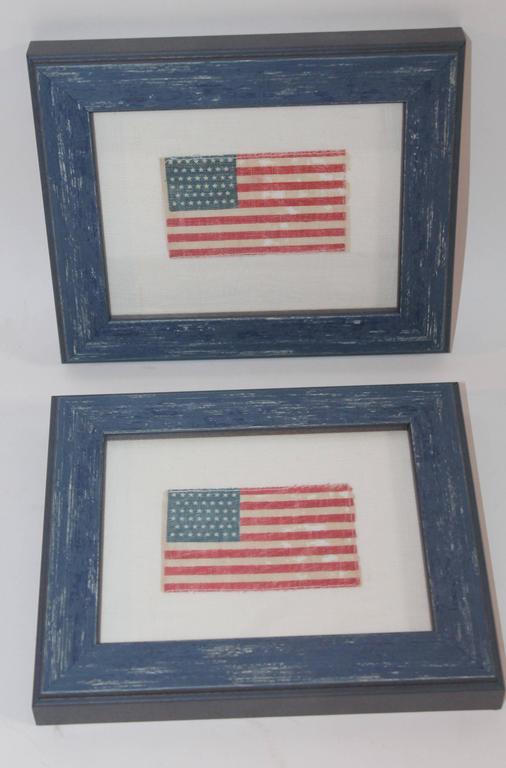 American Classical Pair of Framed Mini 46 Star Parade Flags For Sale