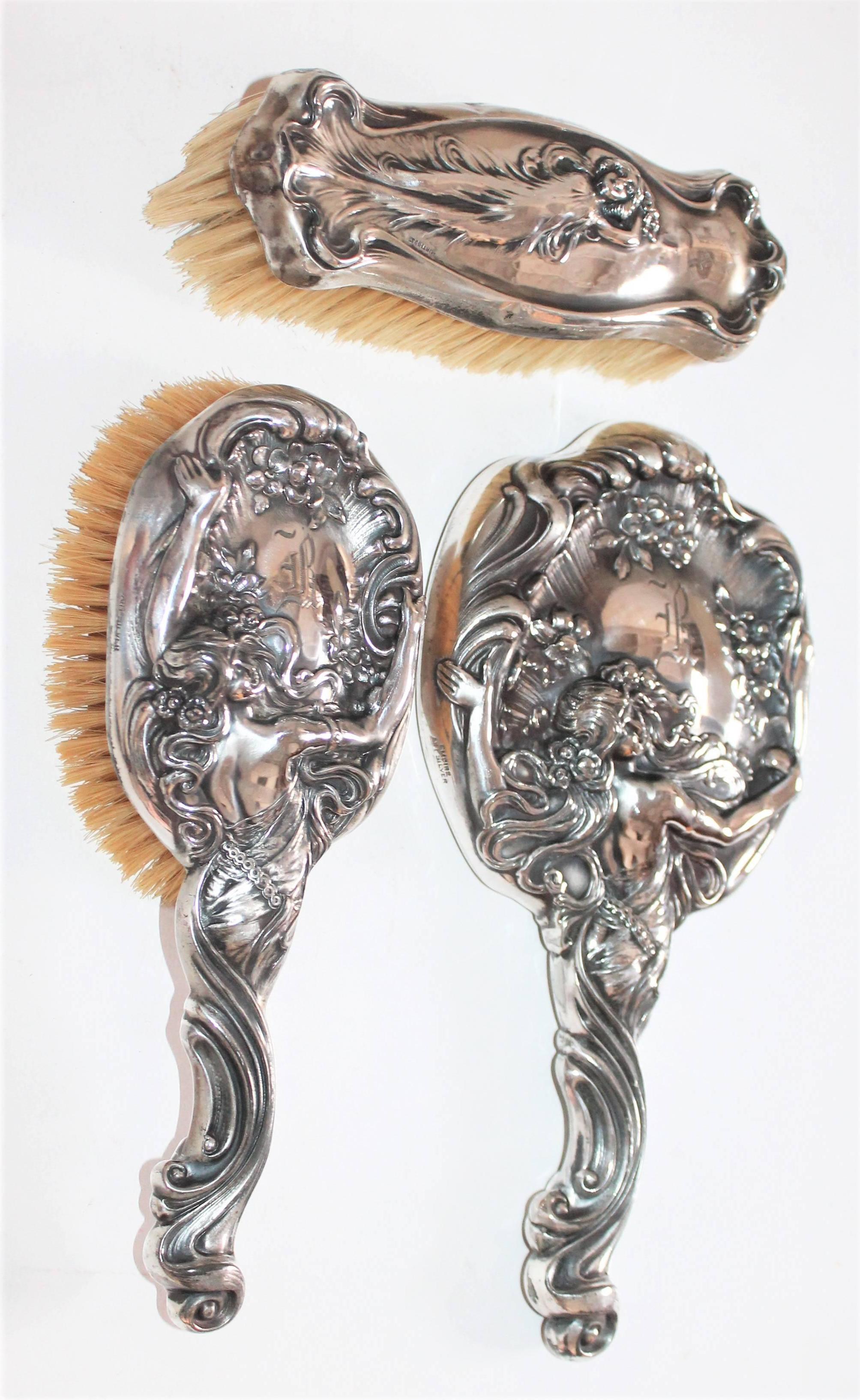 sterling silver mirror brush and comb set