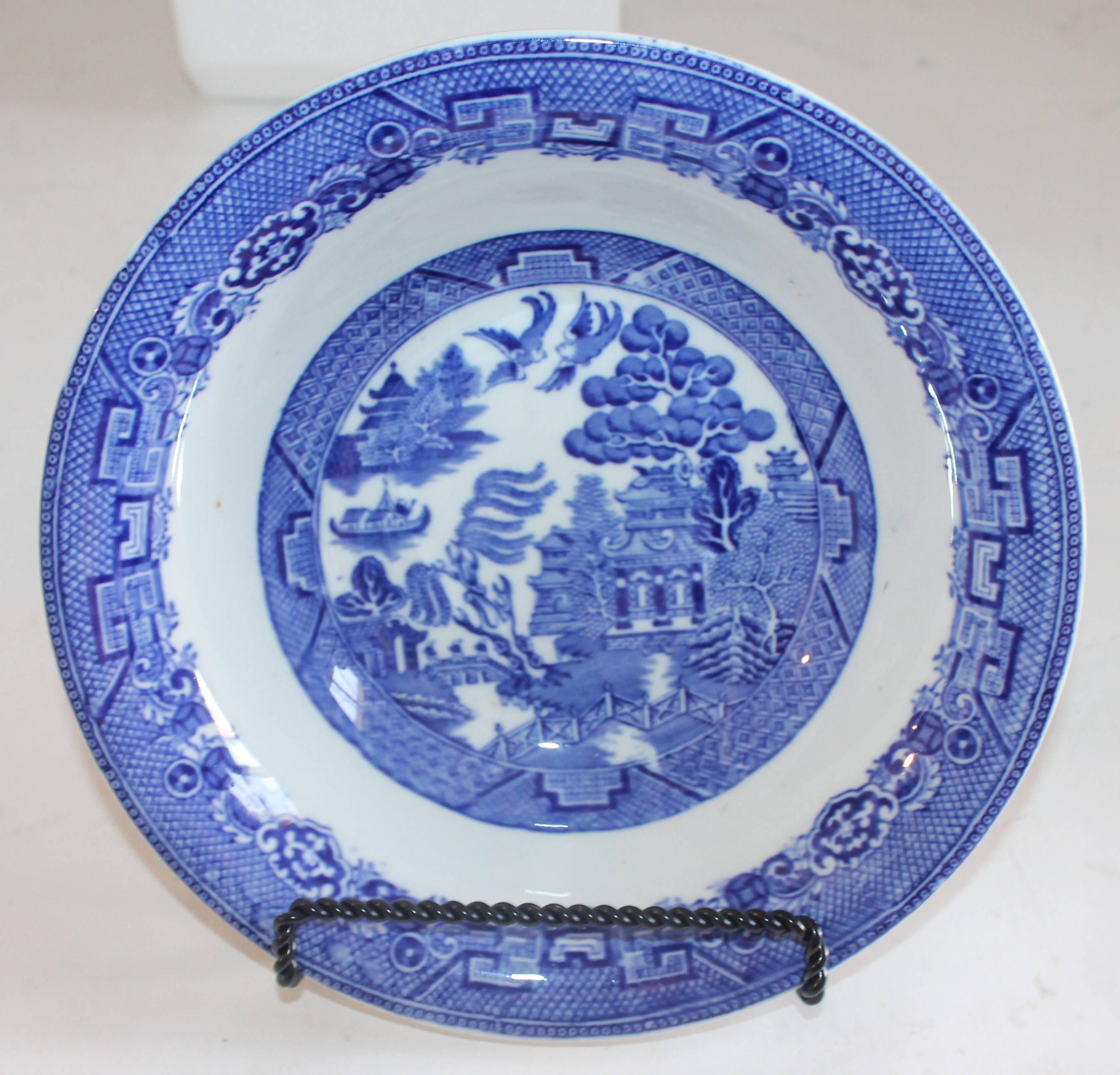 blue willow serving pieces