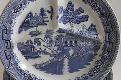 Set of Three 20th Century Blue Willow Separating Plates