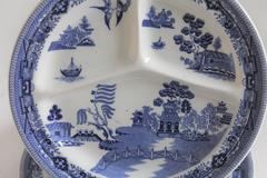 Set of Three Early 20th Century Blue Willow Separating Restaurant Plates