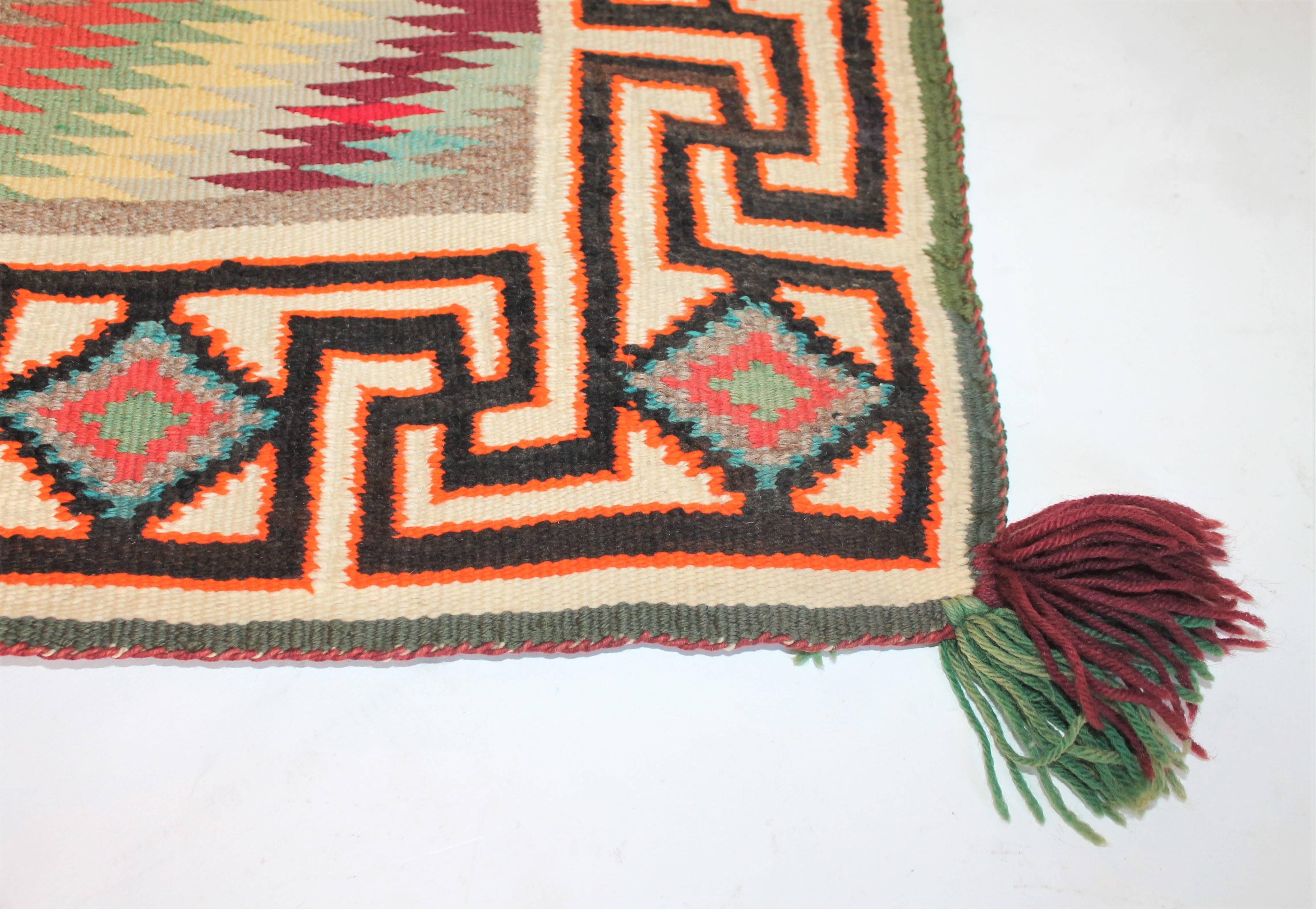 Hand-Woven Rare Early 20th Century Tees Nos Pos Navajo Indian Weaving