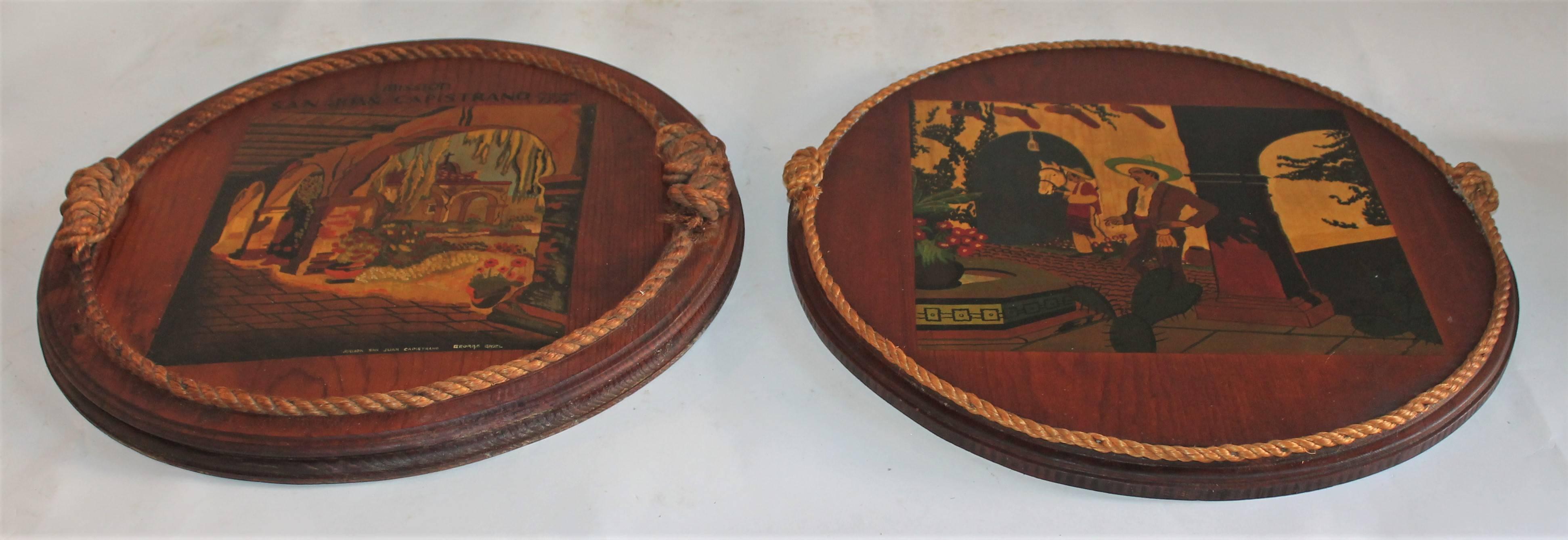 Country Mission San Juan Capistrano Signed George Groel Montery Style Plaques
