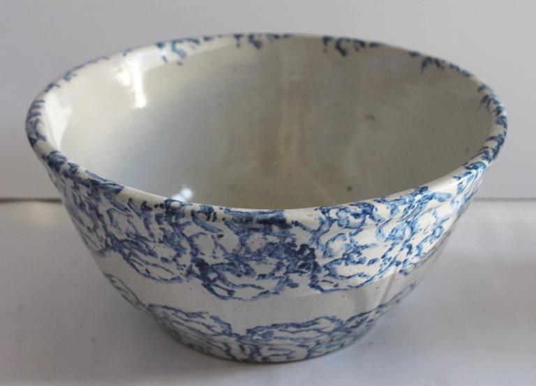 Monumental 19th Century Spongeware Pottery Mixing Bowl For Sale at ...