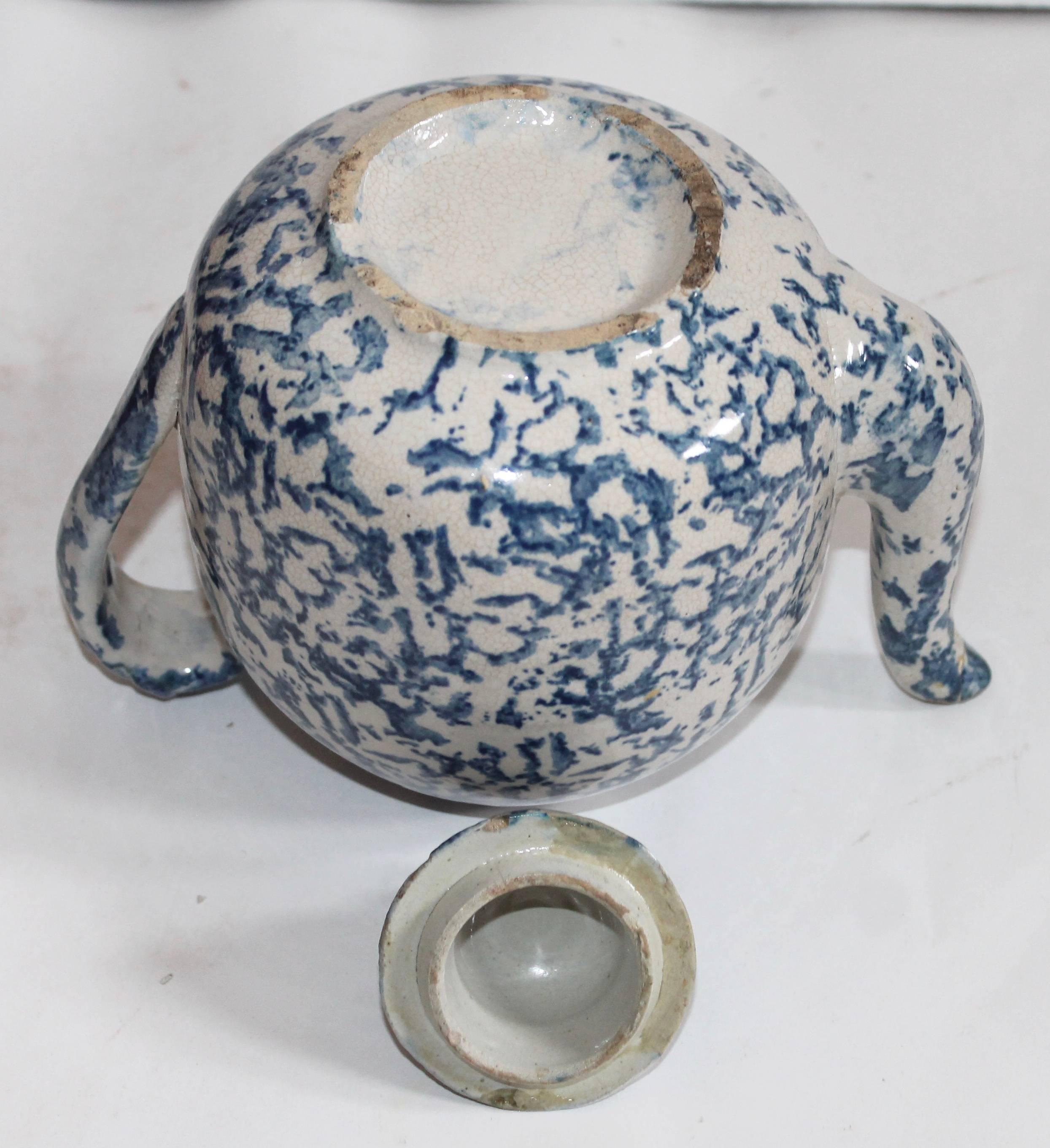 American 19th Century Rare Spongeware Tea Pot