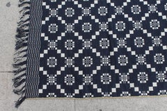 Rare 18th Century Jacquard Indigo Blue and White Coverlet from Pennsylvania