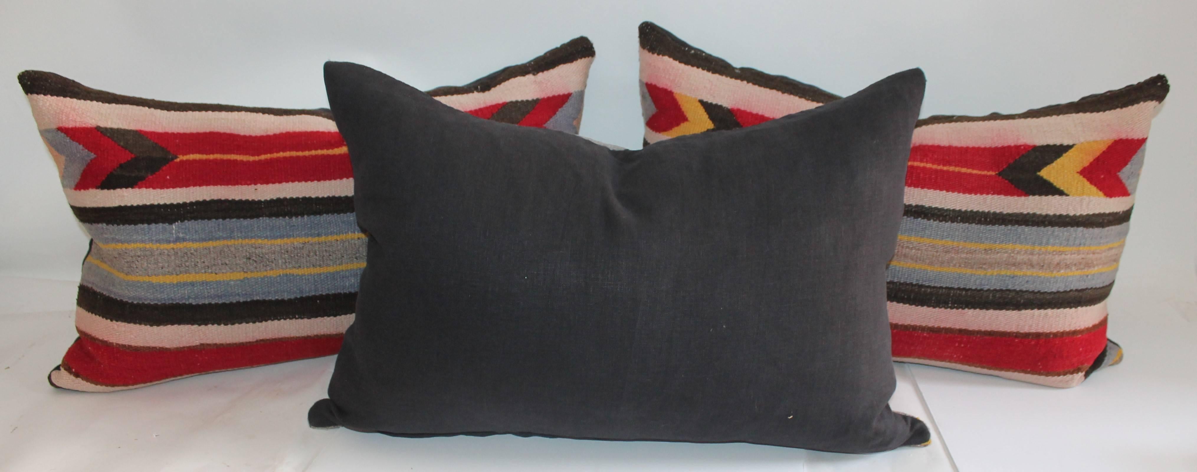 Adirondack Collection of Three Navajo Weaving Saddle Blanket Pillows