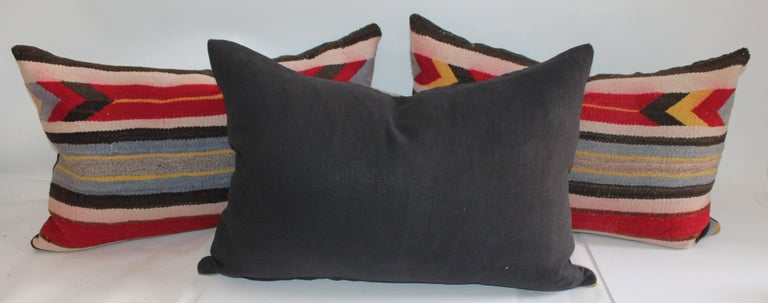 Adirondack Collection of Three Navajo Weaving Saddle Blanket Pillows For Sale