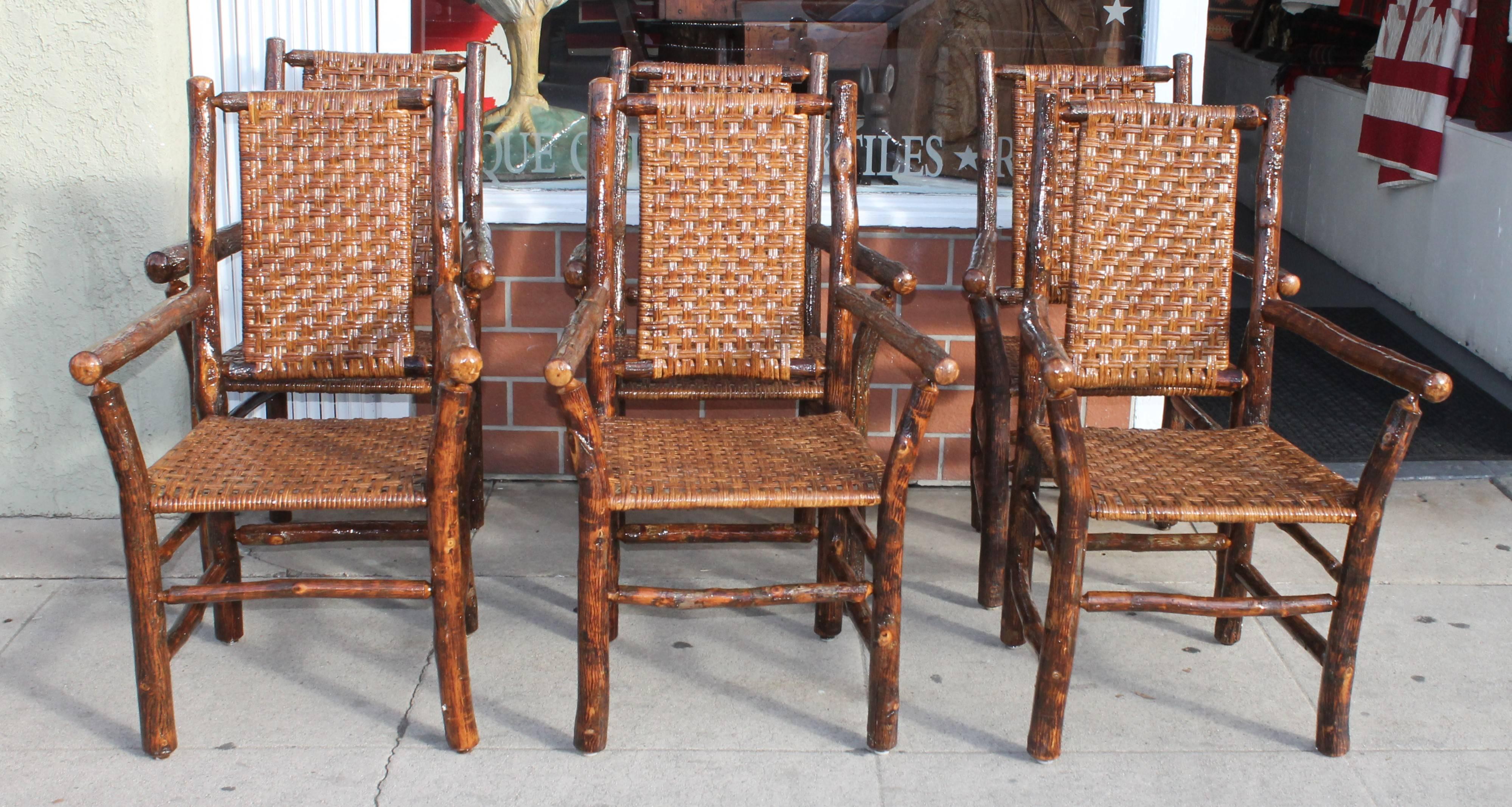 Set of Eight Matching Signed Old Hickory Dining Chairs 1